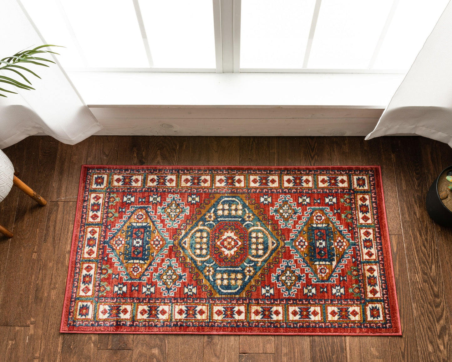 Perry Southwestern Tribal Medallion Bohemian Crimson Rug TU-160