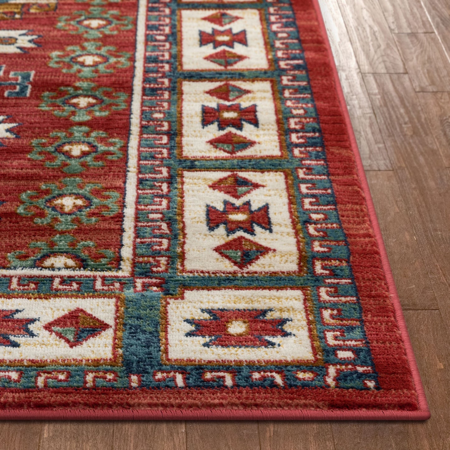 Perry Southwestern Tribal Medallion Bohemian Crimson Rug TU-160