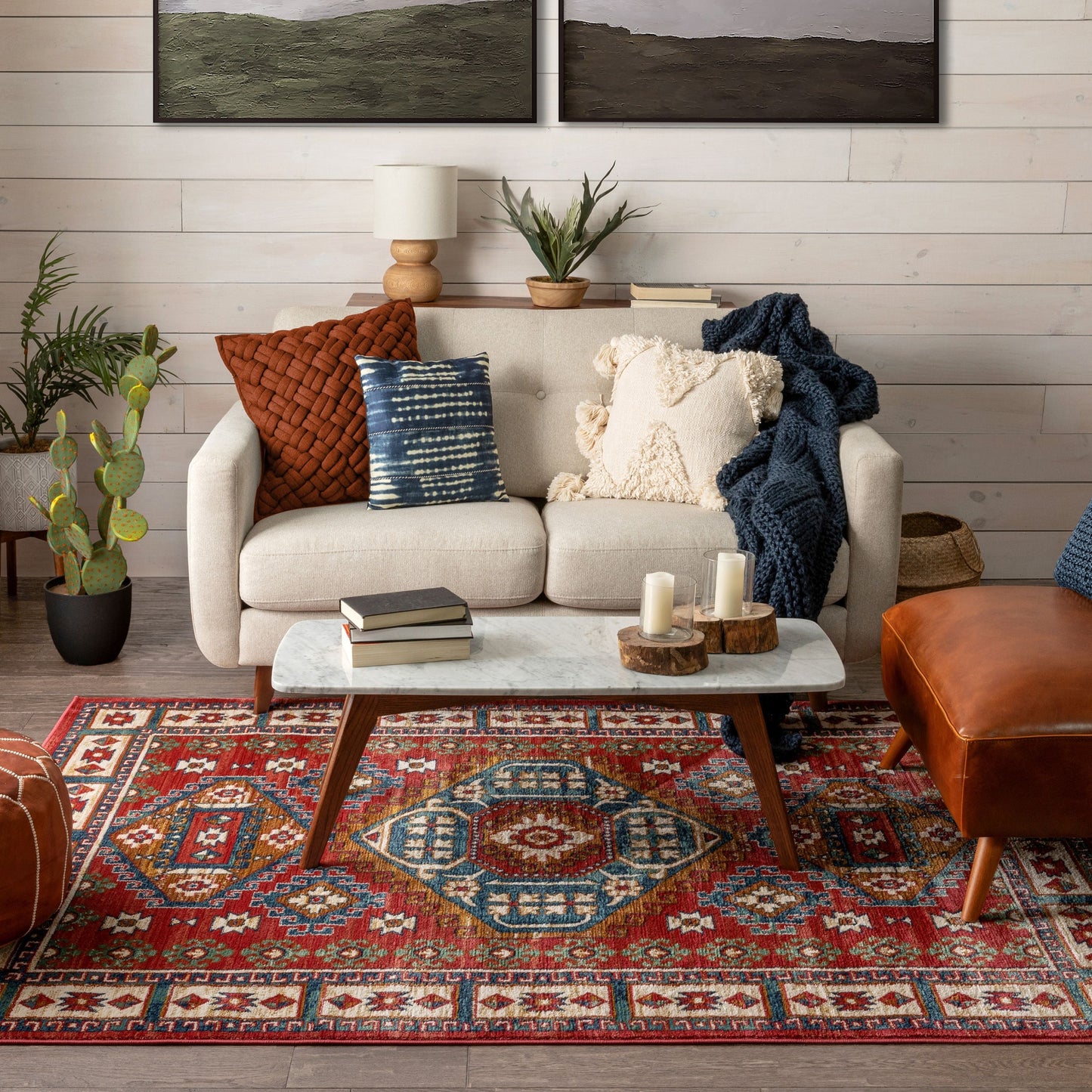 Perry Southwestern Tribal Medallion Bohemian Crimson Rug TU-160
