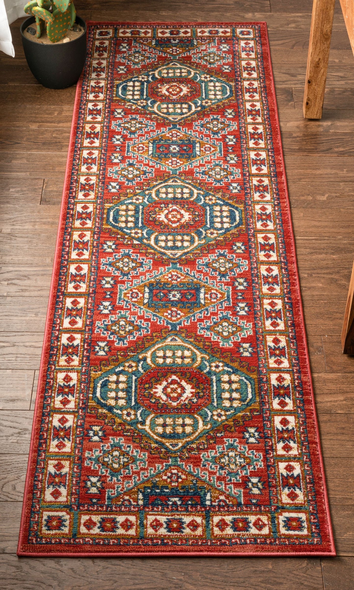 Perry Southwestern Tribal Medallion Bohemian Crimson Rug TU-160