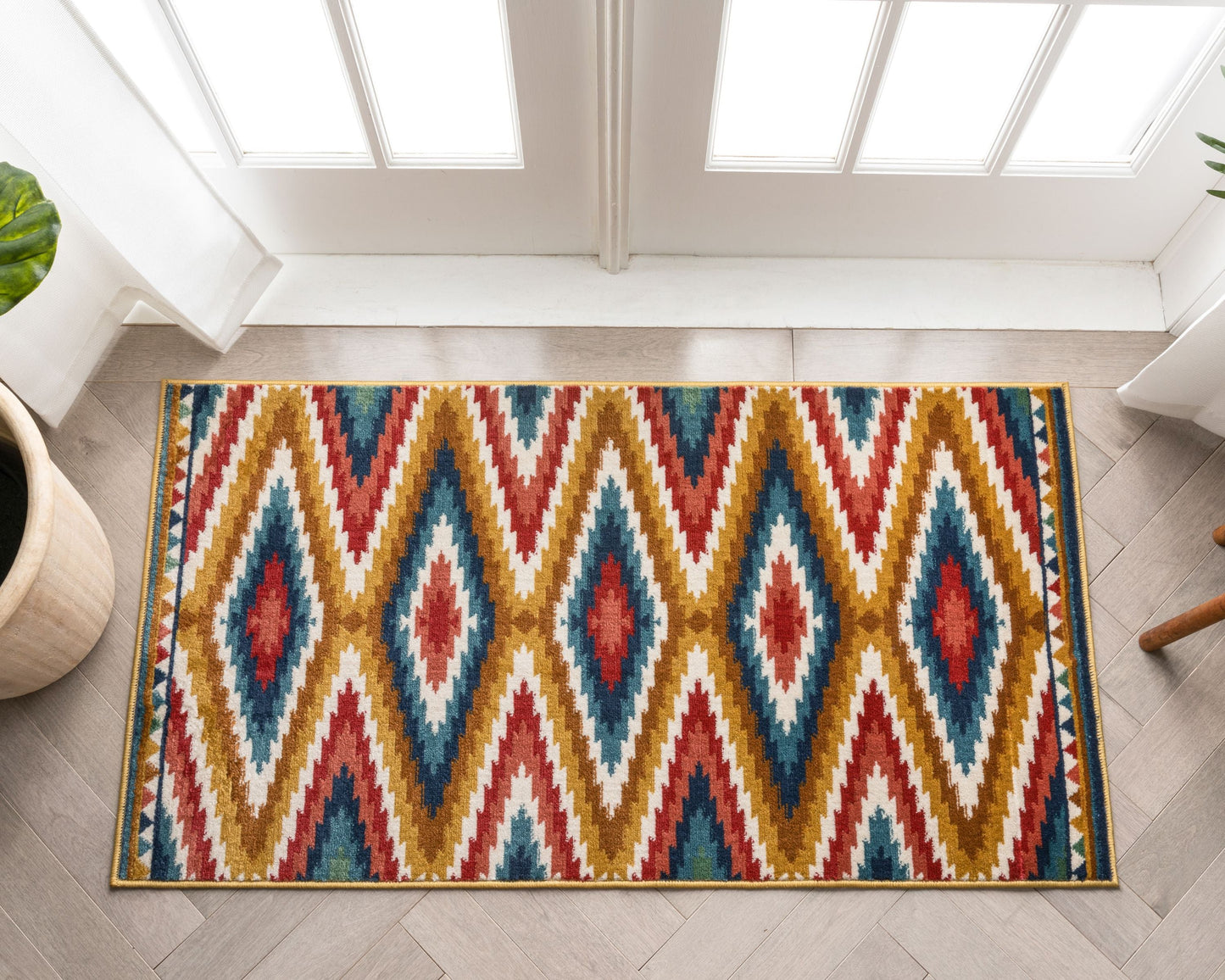 Mia Southwestern Tribal Aztec Bohemian Blue Rug TU-174