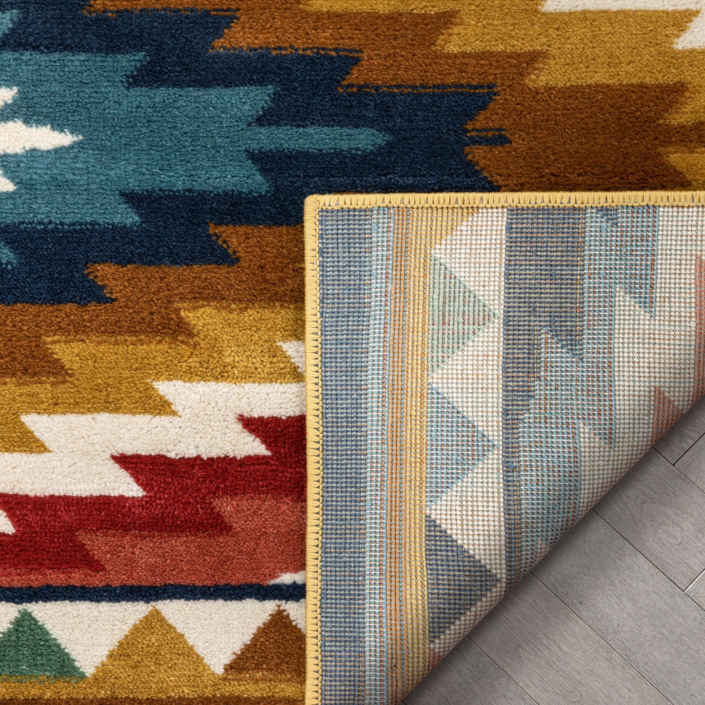 Mia Southwestern Tribal Aztec Bohemian Blue Rug TU-174