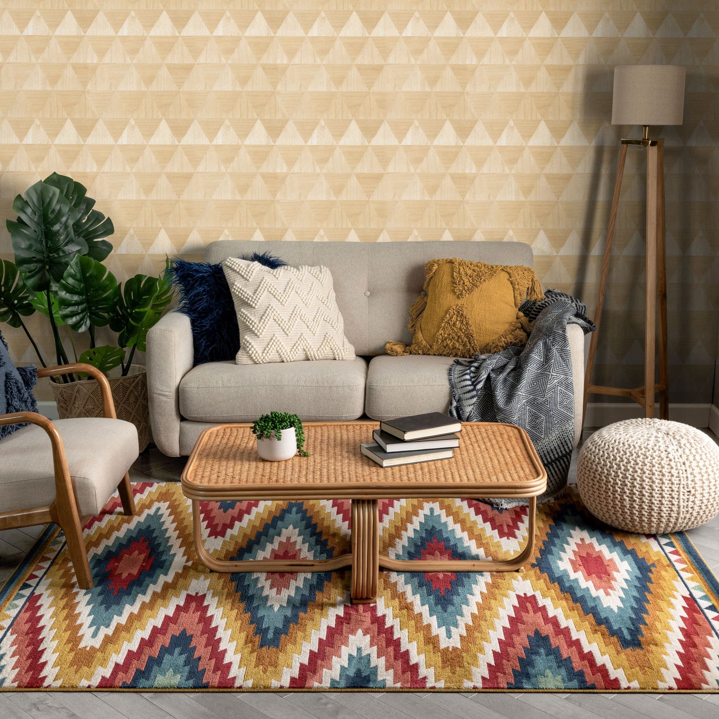 Mia Southwestern Tribal Aztec Bohemian Blue Rug TU-174