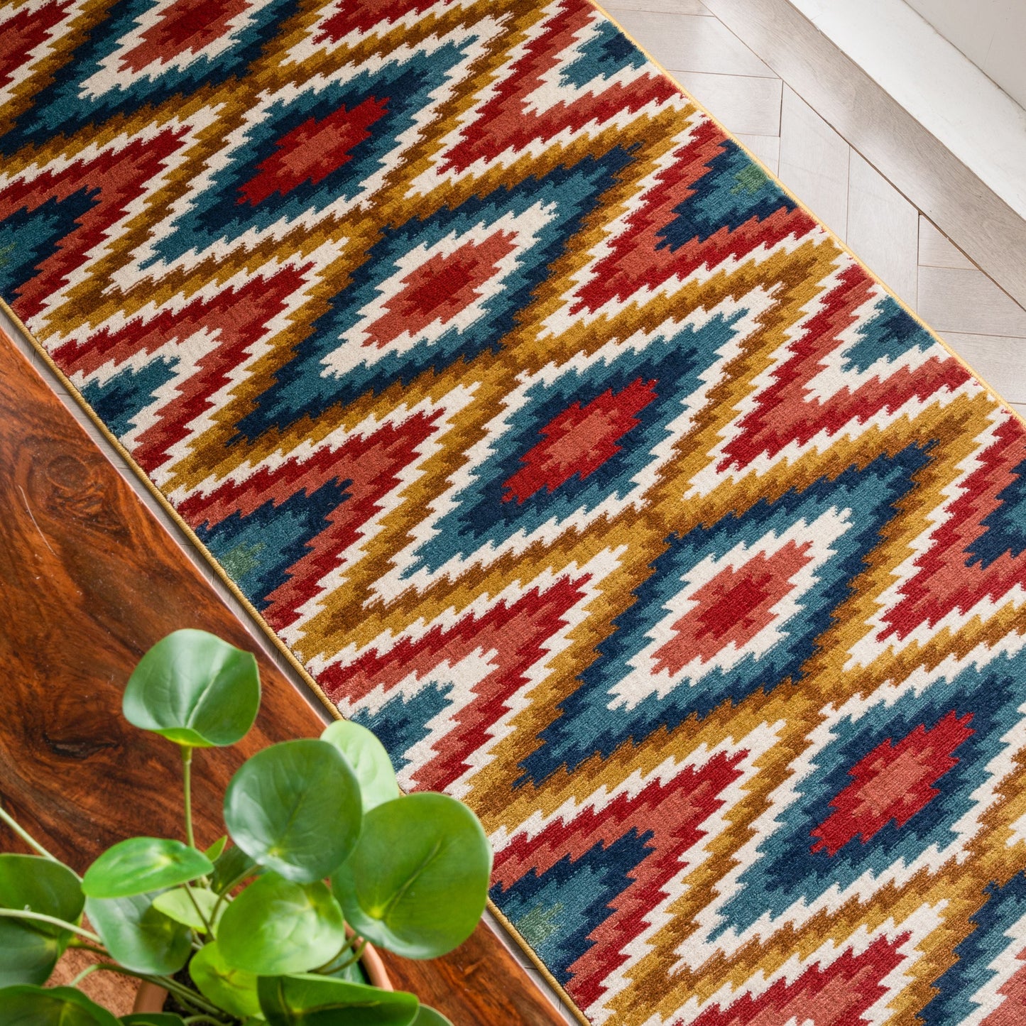 Mia Southwestern Tribal Aztec Bohemian Blue Rug TU-174