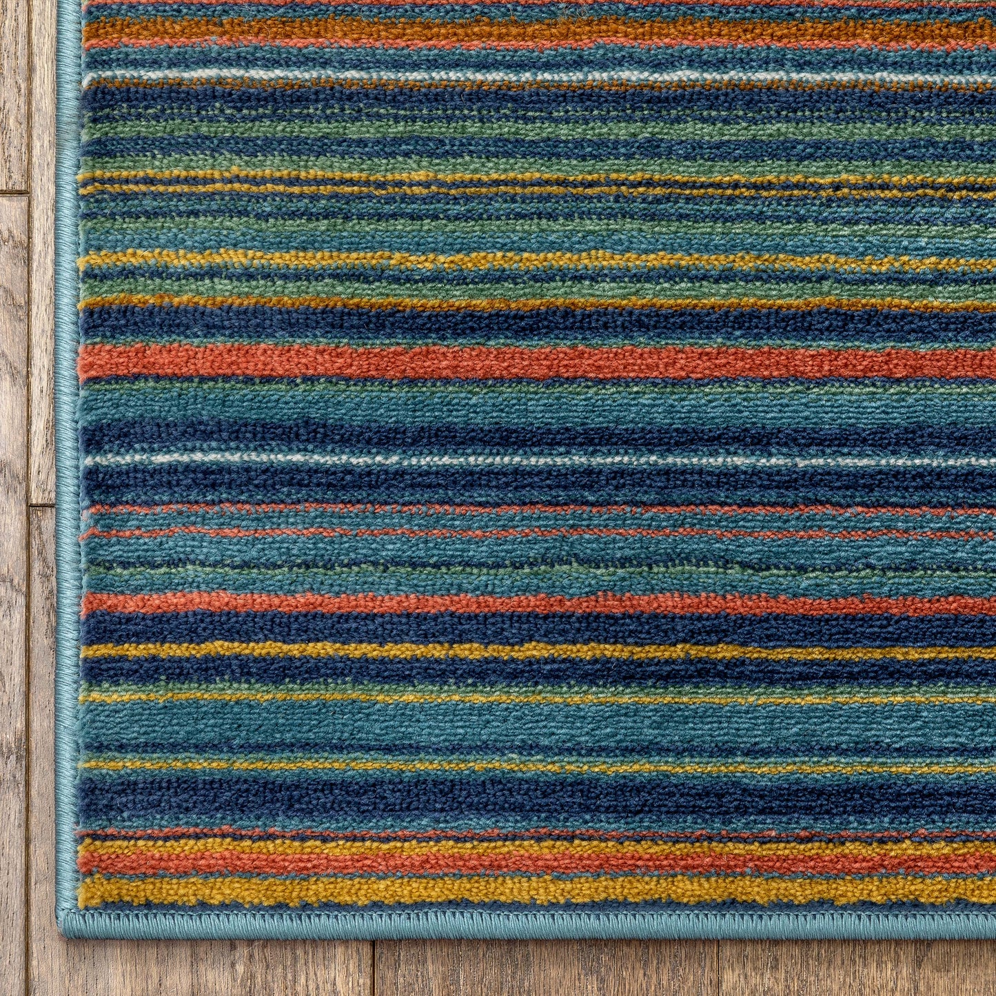 Nampa Tribal Stripes Geometric Pattern Blue Red Distressed Rug TU-214