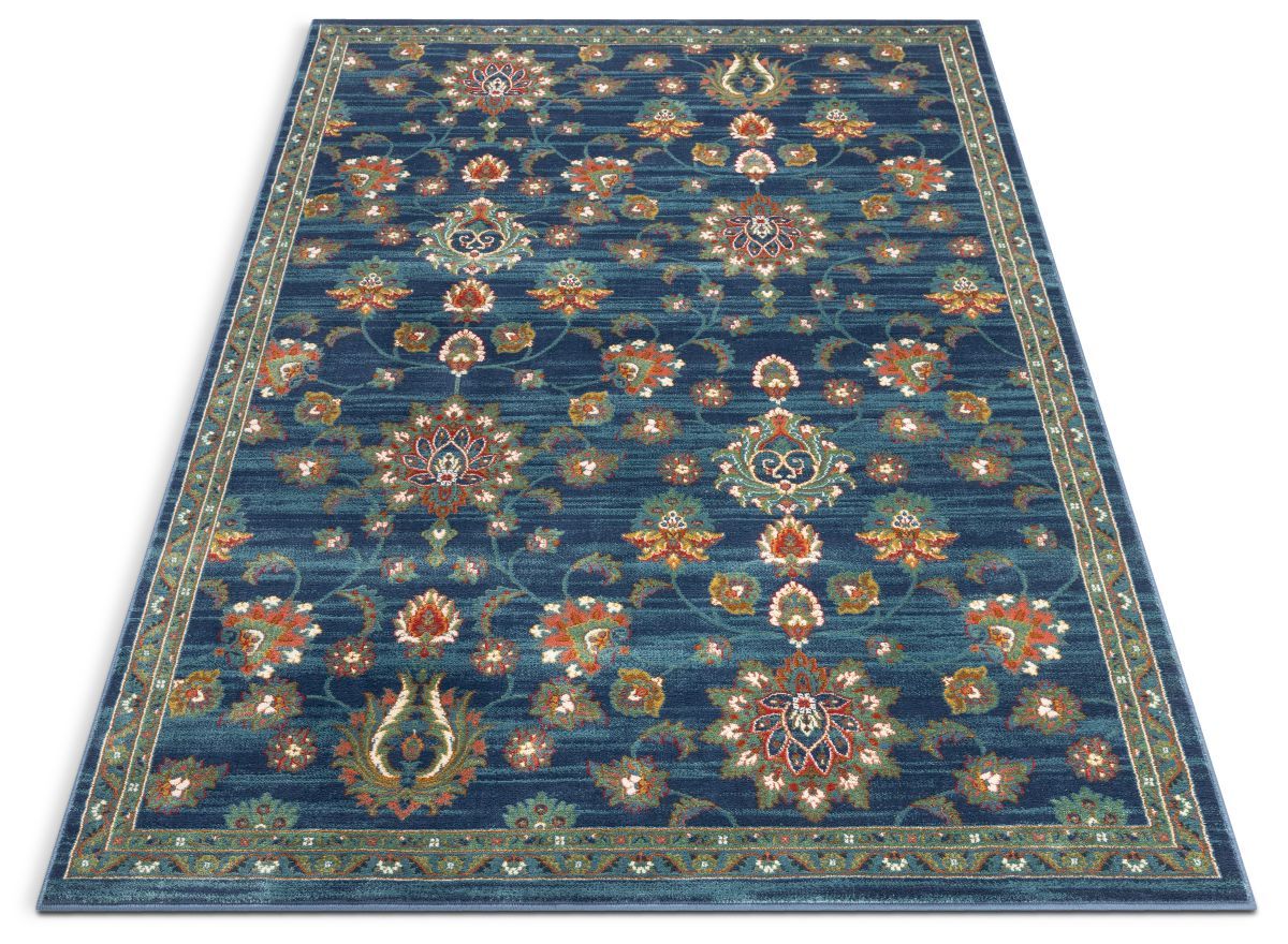 Arya Blue Traditional Oriental Distressed Rug TU-74