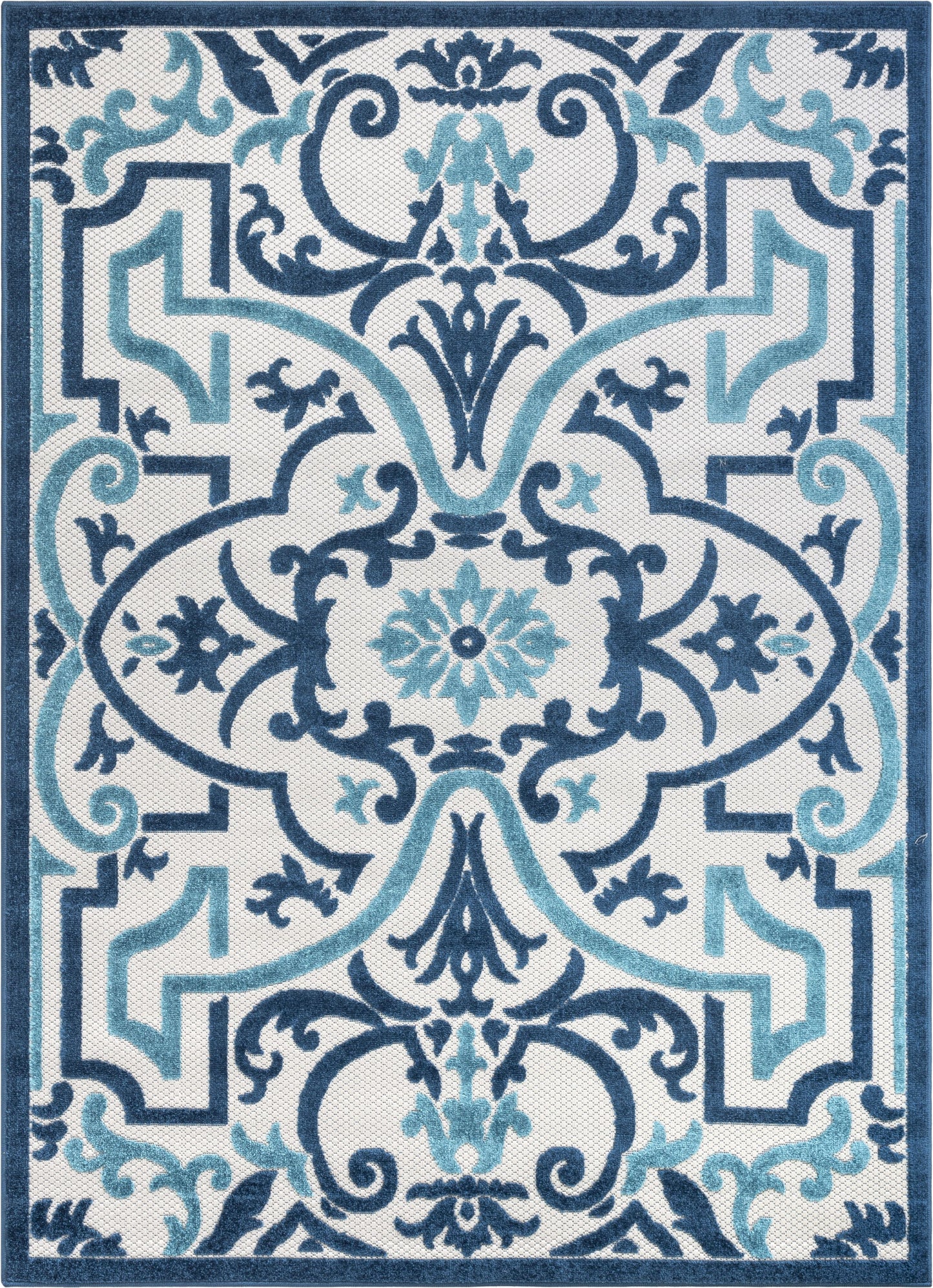 Toma Blue Victorian Geometric Rug VAL-34