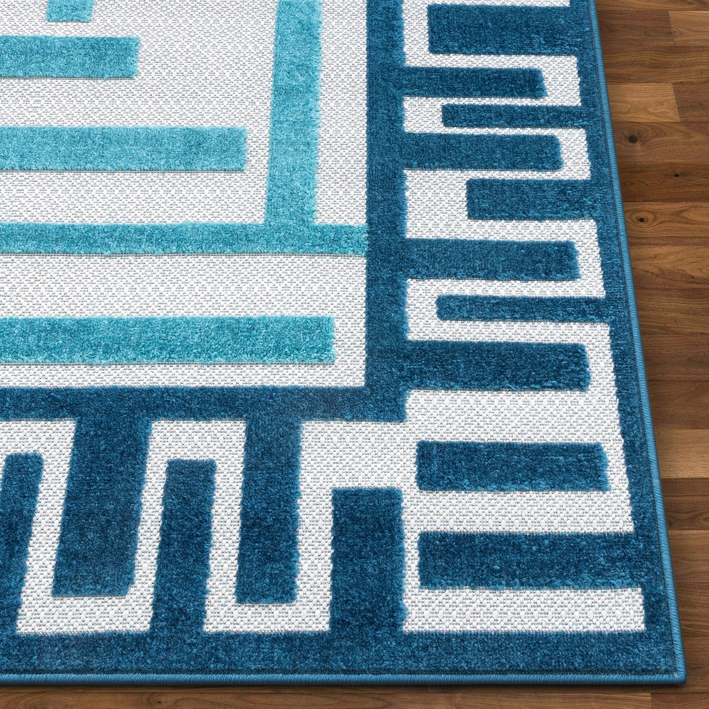 Ekho Blue Contemporary Geometric Rug VAL-54