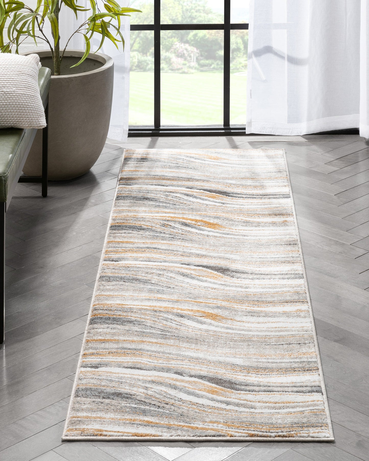 Davina Modern Abstract Striped Grey Rust Rug VER-100