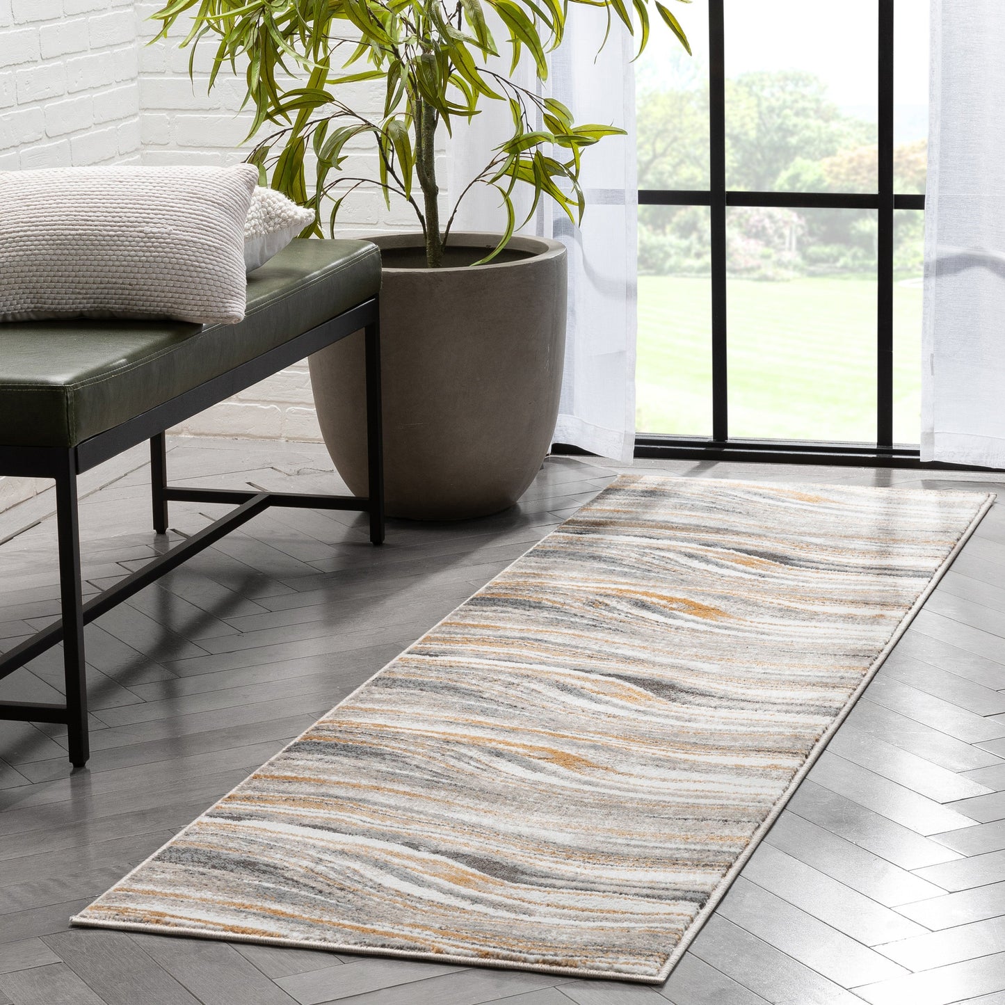 Davina Modern Abstract Striped Grey Rust Rug VER-100