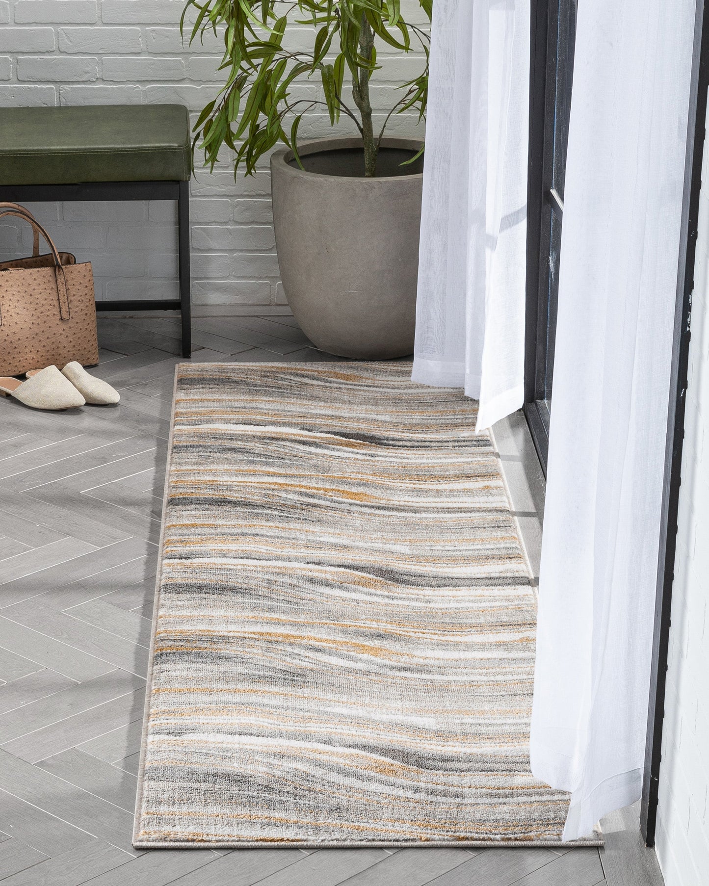 Davina Modern Abstract Striped Grey Rust Rug VER-100