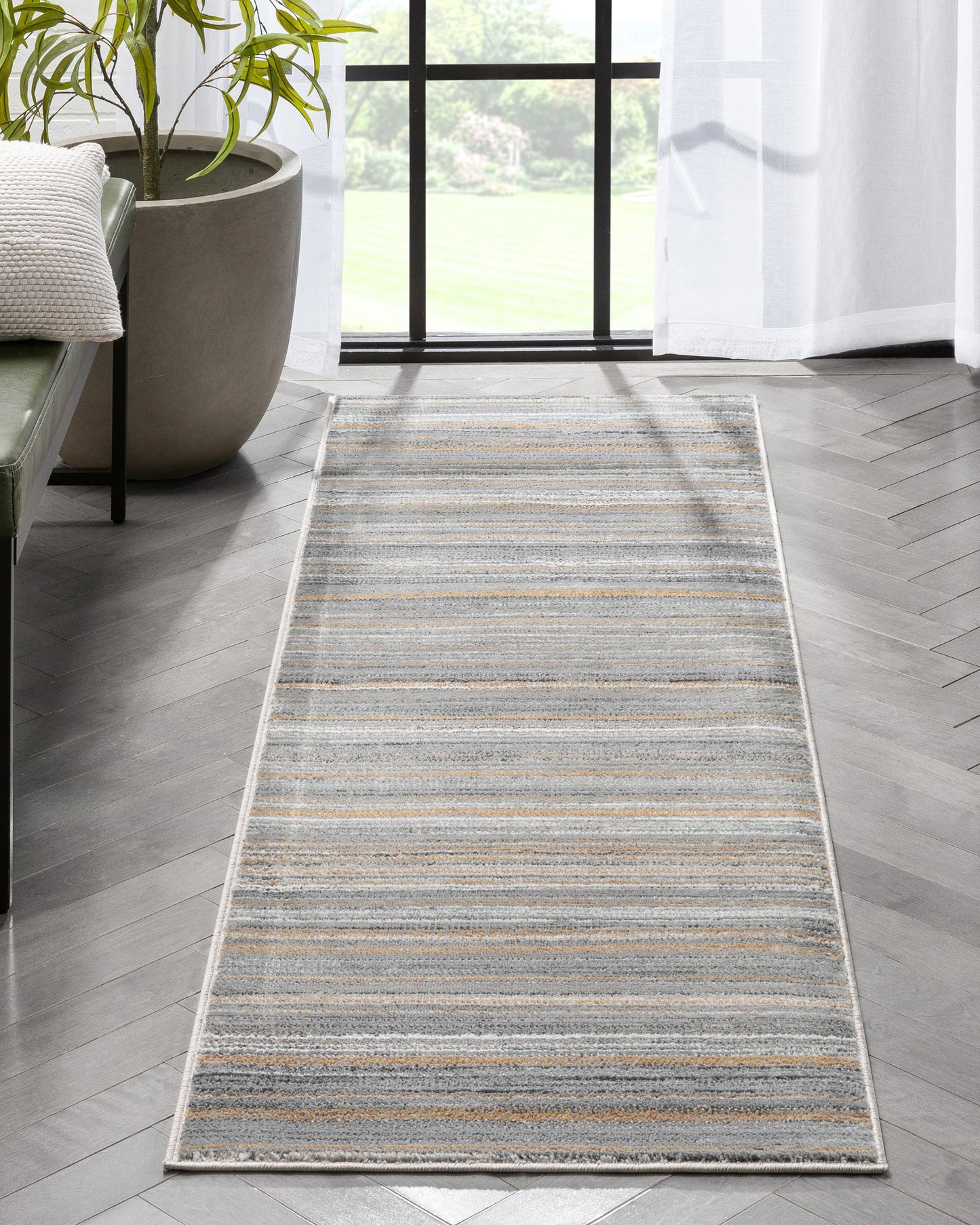 Giselle Modern Abstract Striped Grey Rust Rug VER-110