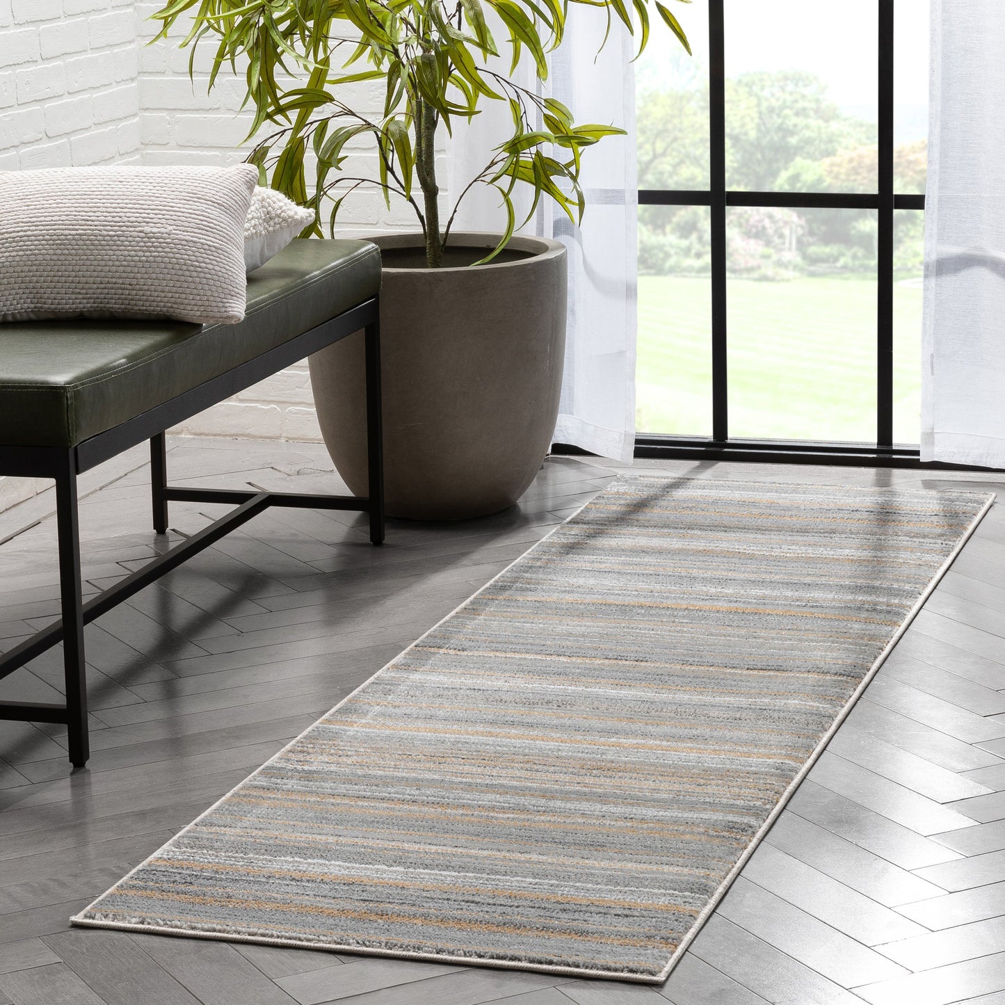 Giselle Modern Abstract Striped Grey Rust Rug VER-110