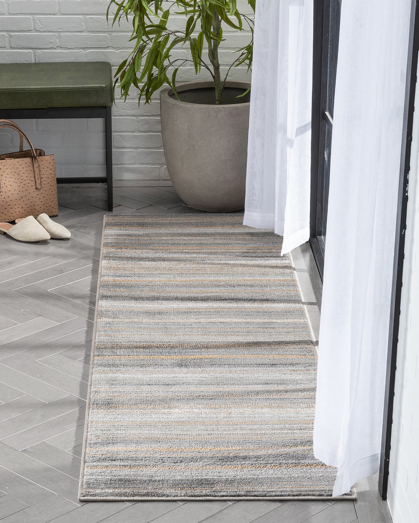 Giselle Modern Abstract Striped Grey Rust Rug VER-110