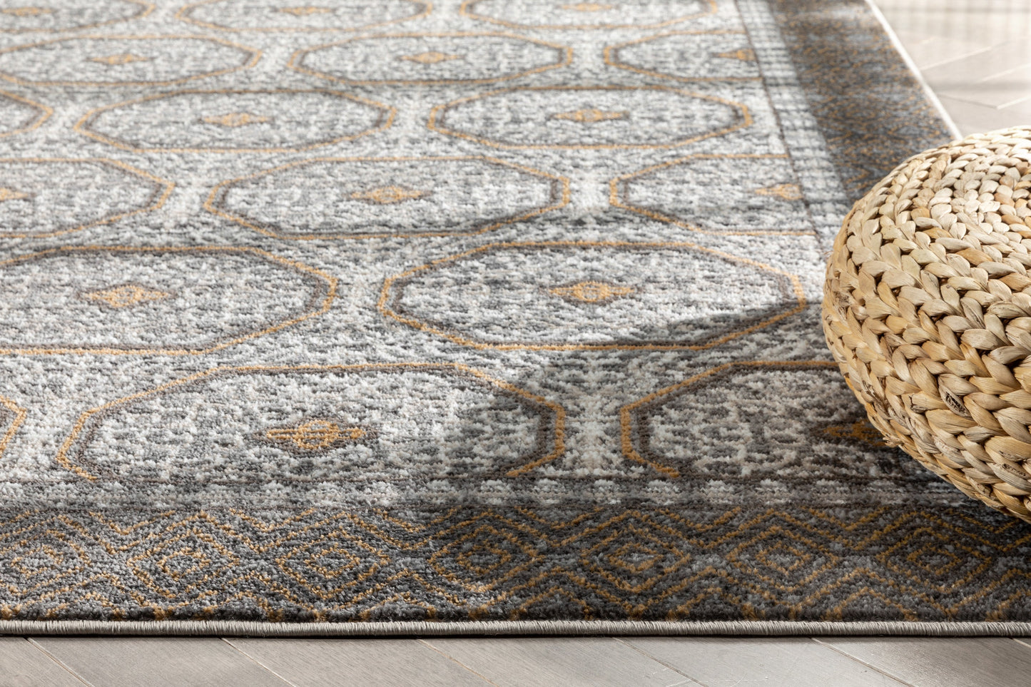 Rhea Moroccan Lattice Trellis Grey Rug VER-37