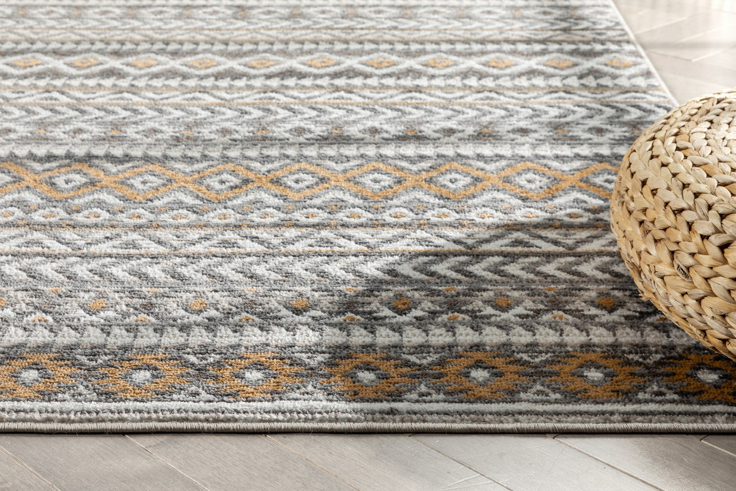 Sahil Moroccan Tribal Stripes Grey Rug VER-47