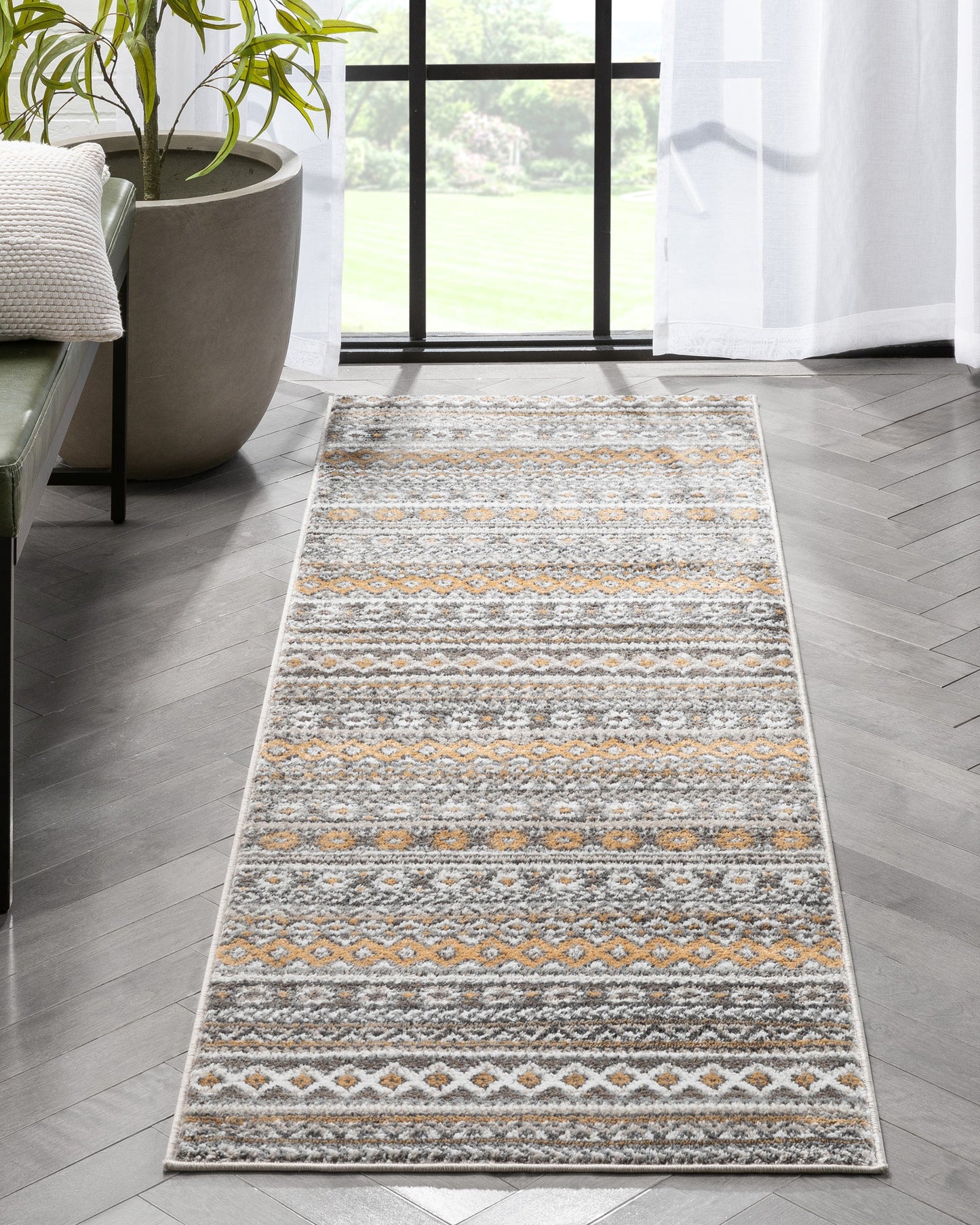 Sahil Moroccan Tribal Stripes Grey Rug VER-47