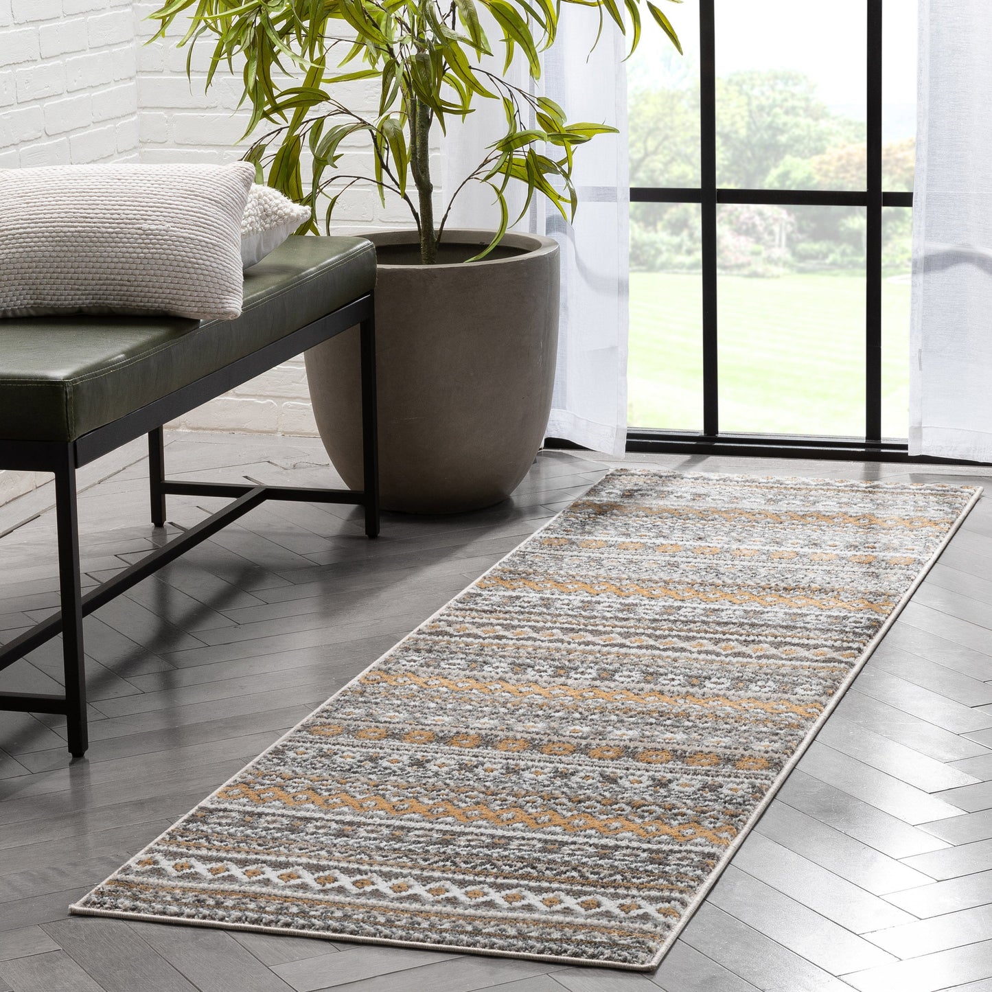Sahil Moroccan Tribal Stripes Grey Rug VER-47