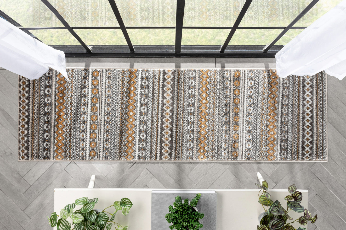 Sahil Moroccan Tribal Stripes Grey Rug VER-47