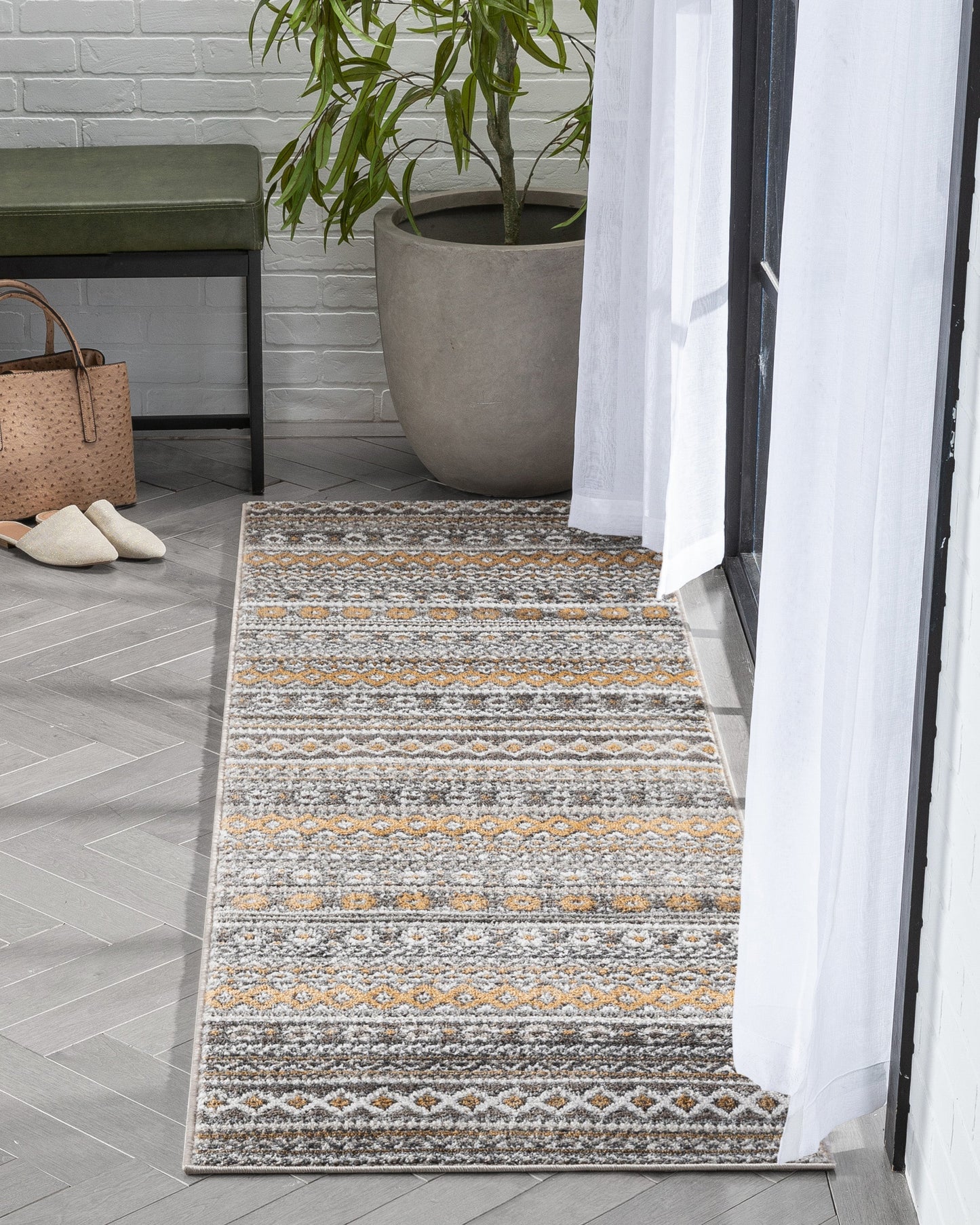 Sahil Moroccan Tribal Stripes Grey Rug VER-47
