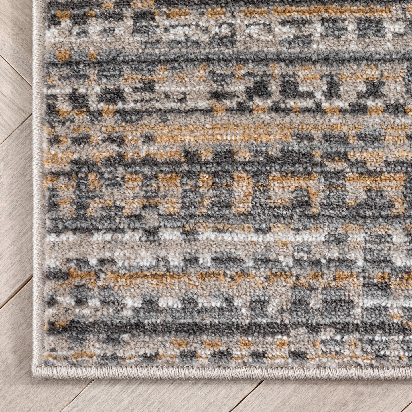 Zia Modern Abstract Striation Grey Beige Rug VER-52