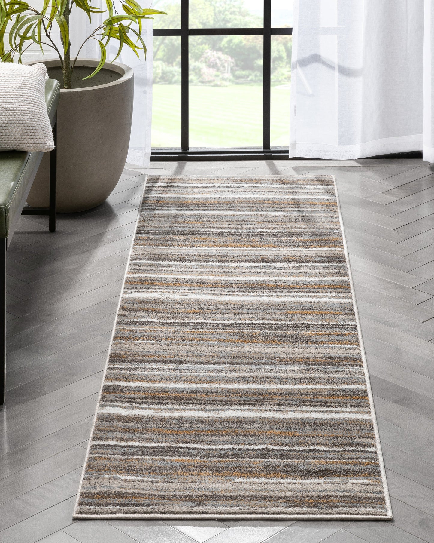 Makai Modern Abstract Striped Grey Rug VER-77