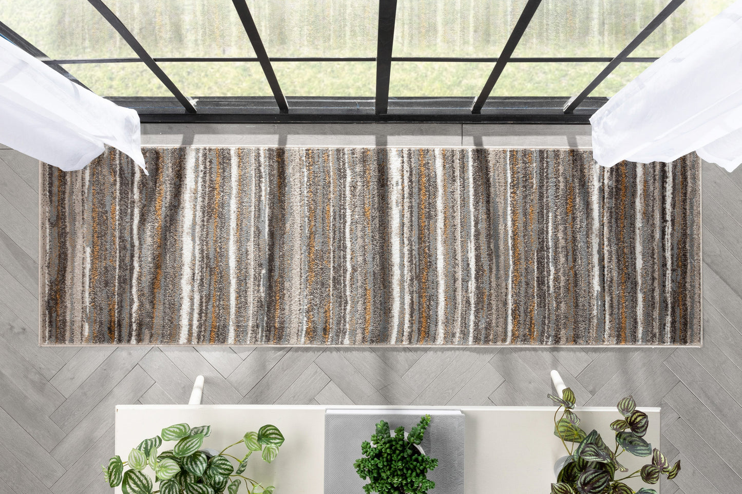 Makai Modern Abstract Striped Grey Rug VER-77