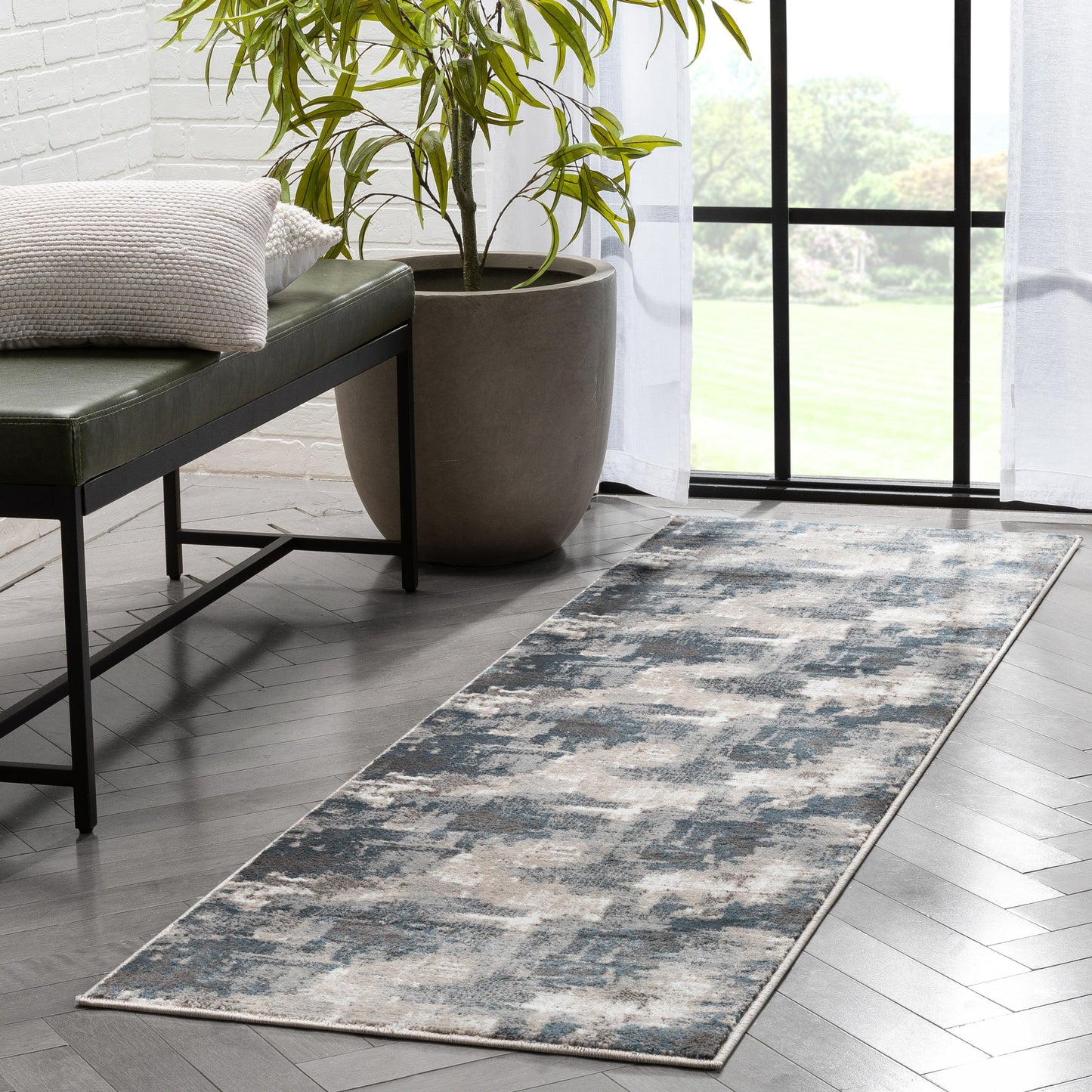 Lilith Modern Abstract Grey Blue Rug VER-94