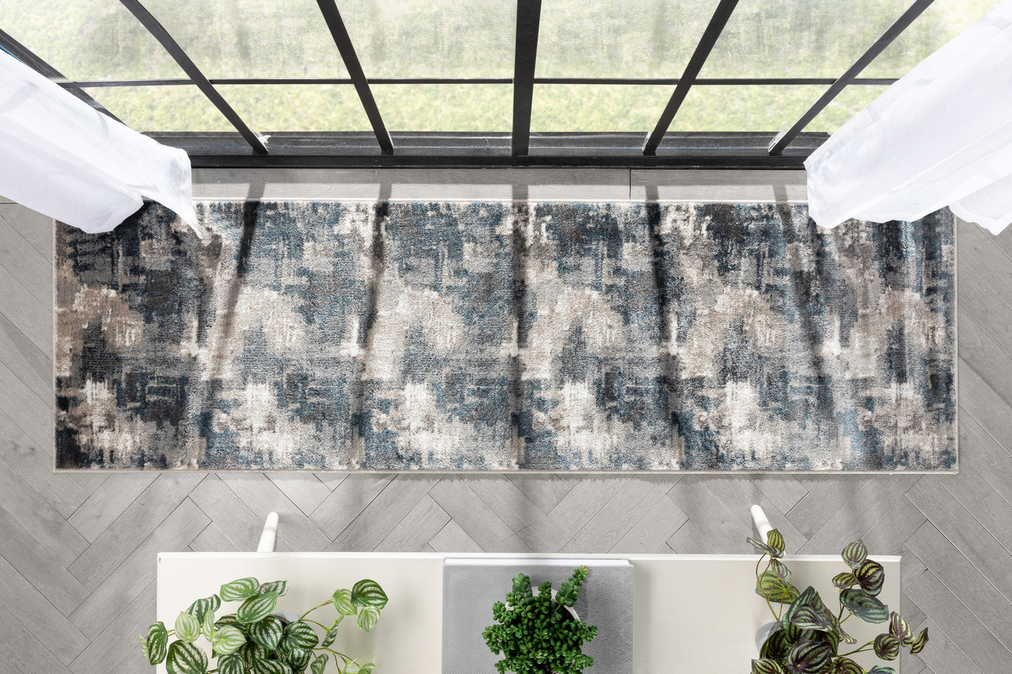 Lilith Modern Abstract Grey Blue Rug VER-94