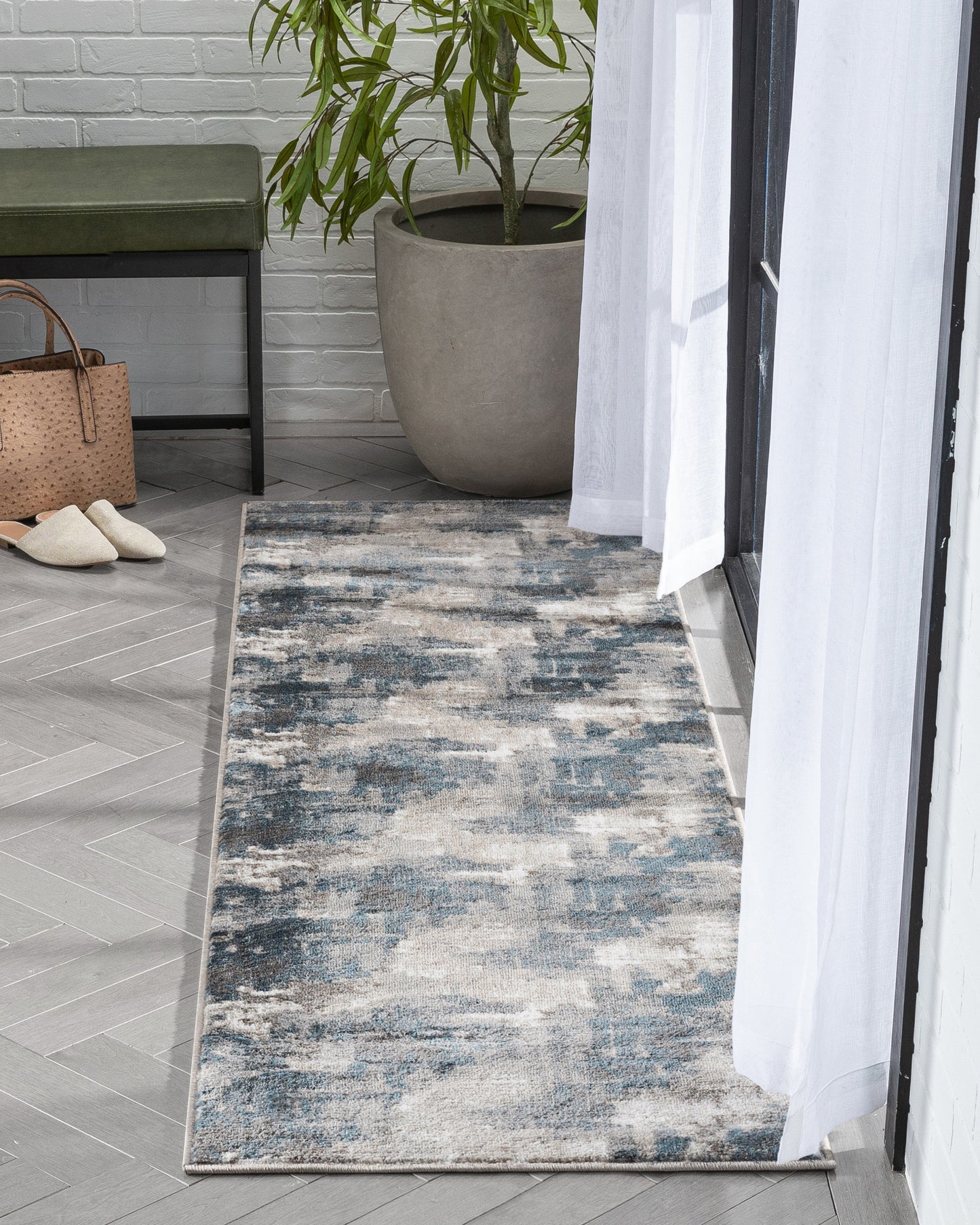 Lilith Modern Abstract Grey Blue Rug VER-94