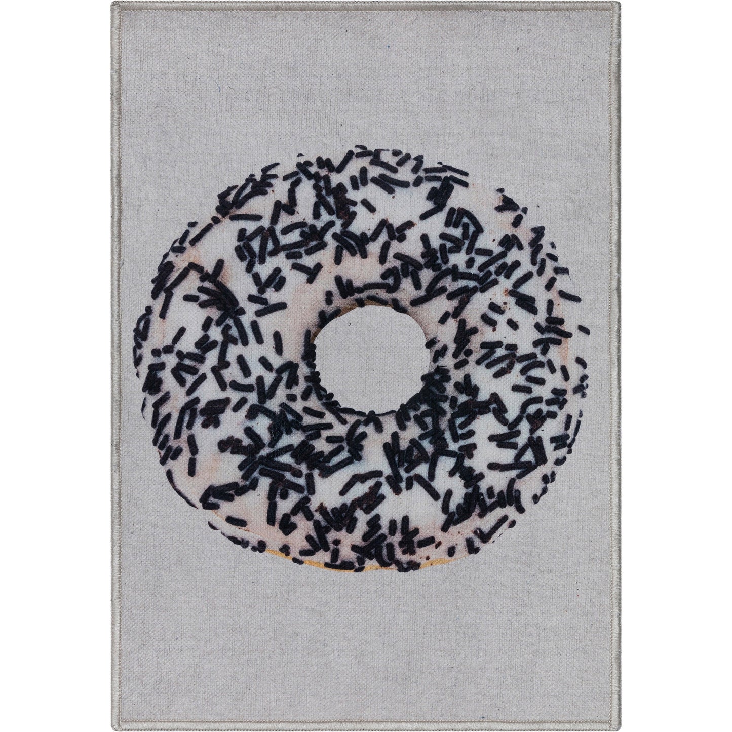 Apollo White Sprinkles Donut Ivory Black Rug W-AP-08B