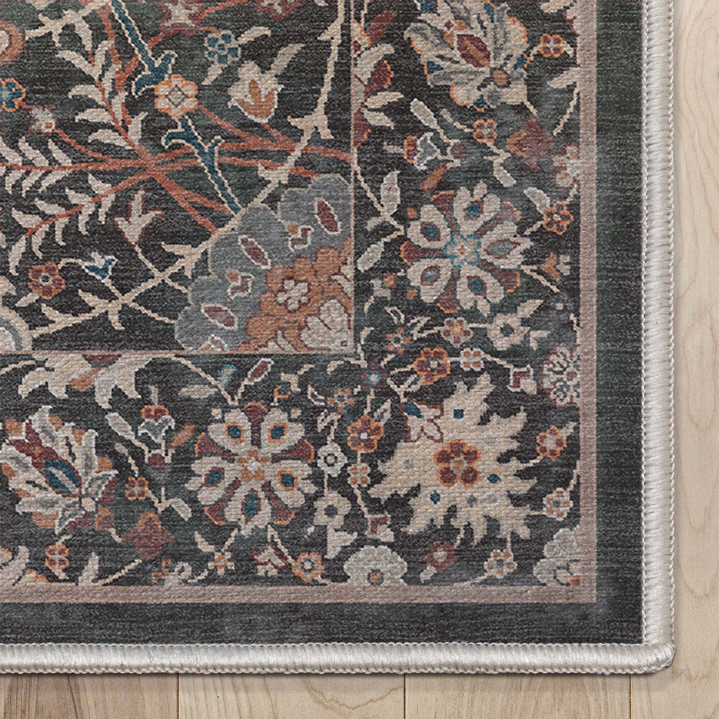 Liana Vintage Oriental Blue Washable Rug W-AS-01A