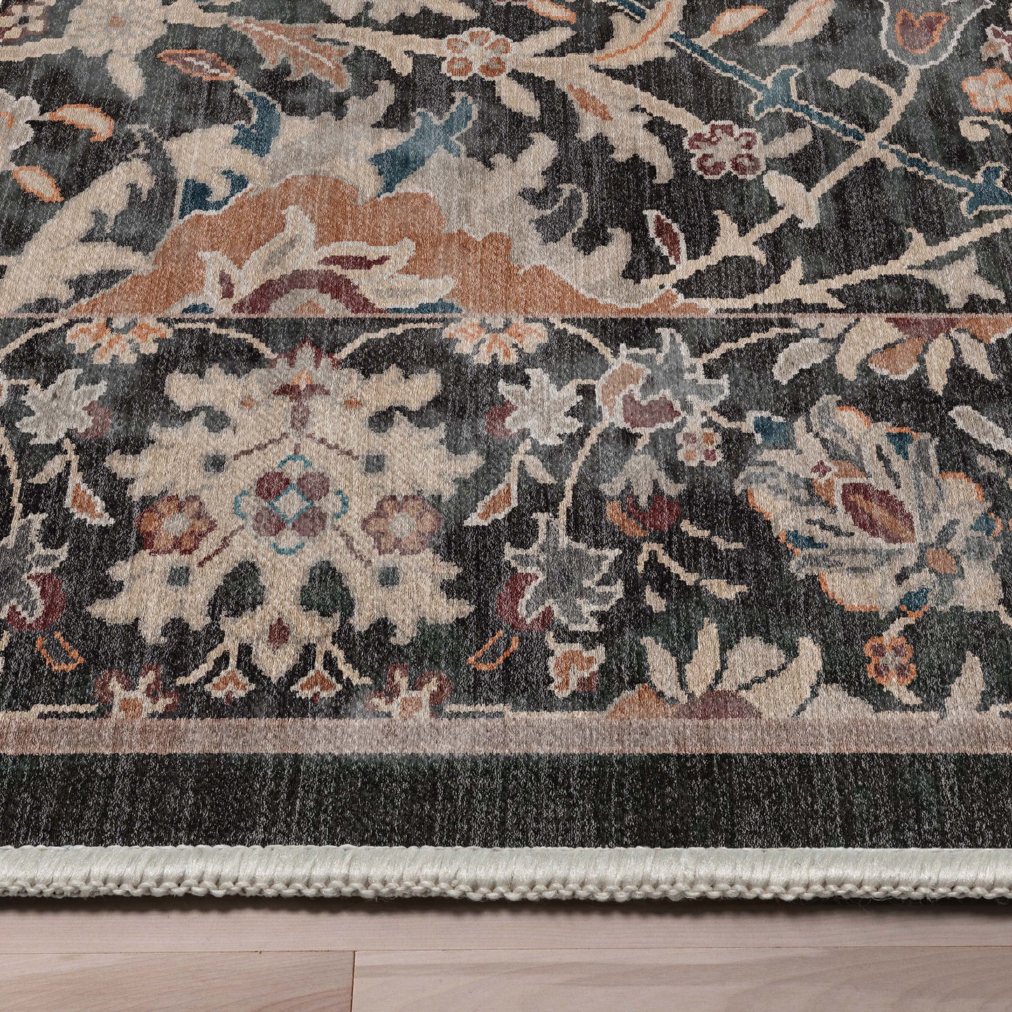 Liana Vintage Oriental Blue Washable Rug W-AS-01A