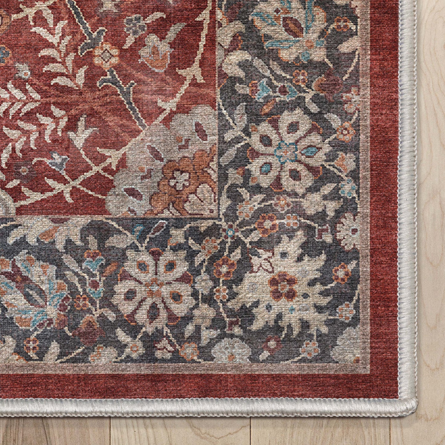 Liana Vintage Oriental Red Washable Rug W-AS-01C