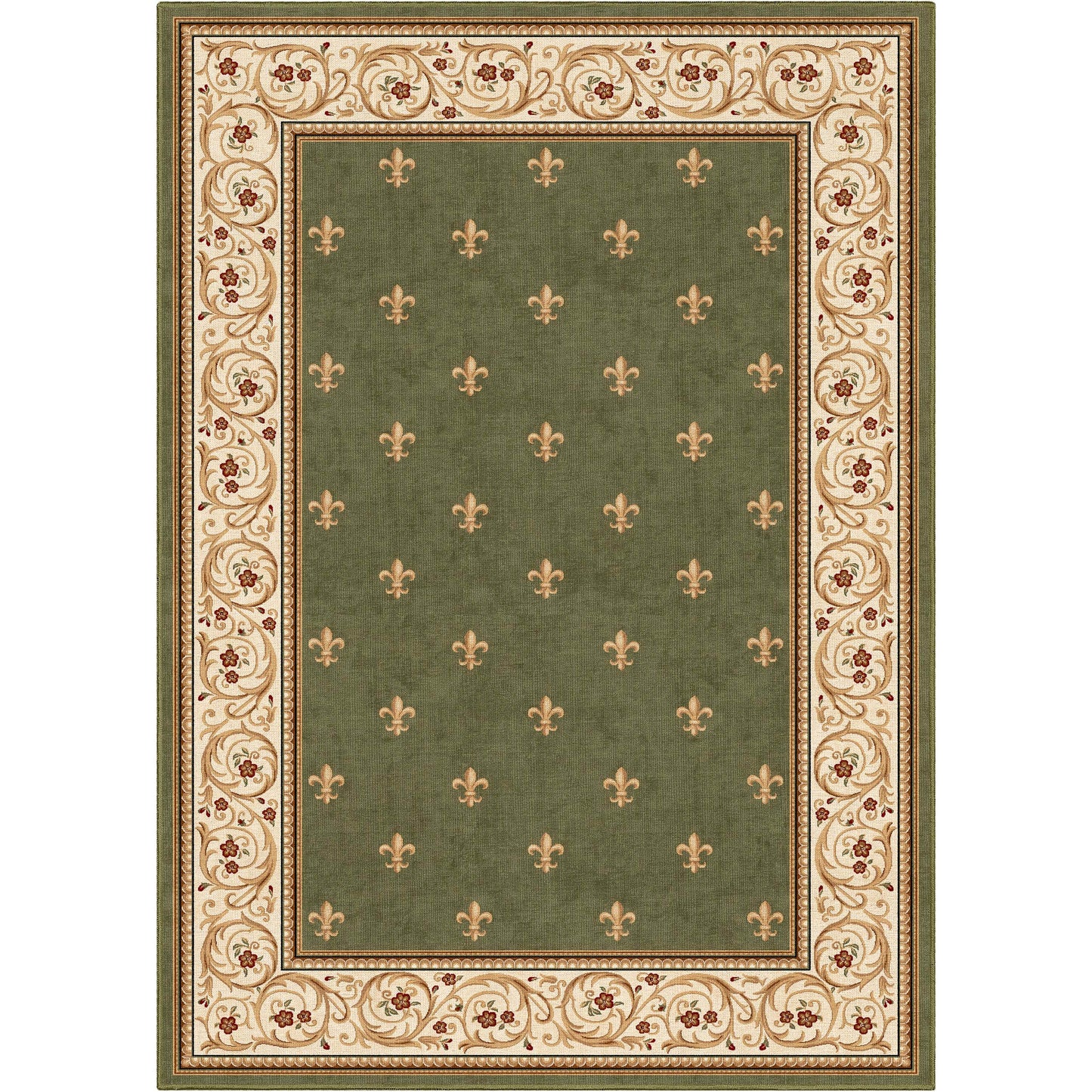 Apollo Fleur De Lis Green Rug W-FDL-01E