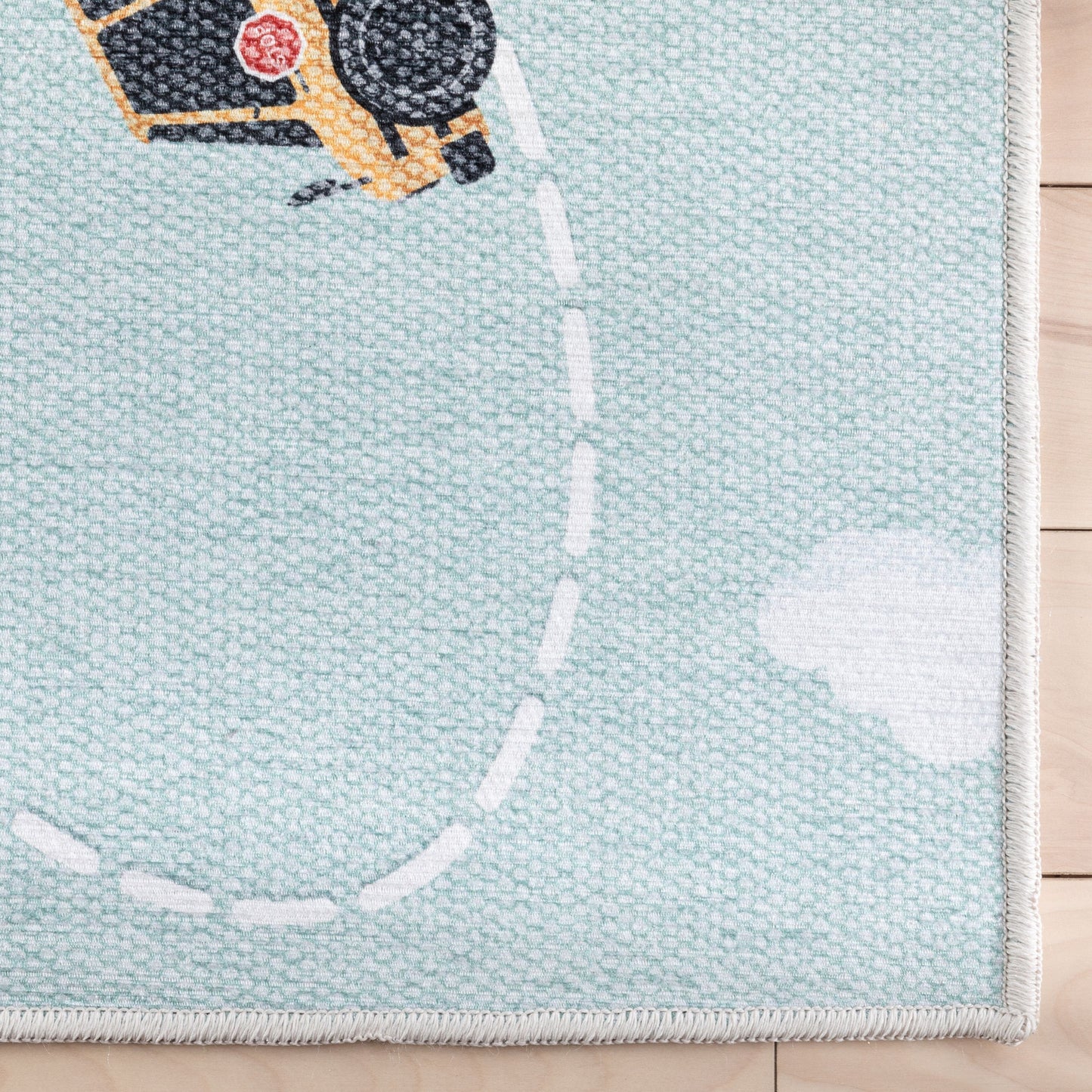 Traffic Modern Green Flat-Weave Washable Kids Rug W-KD-01B