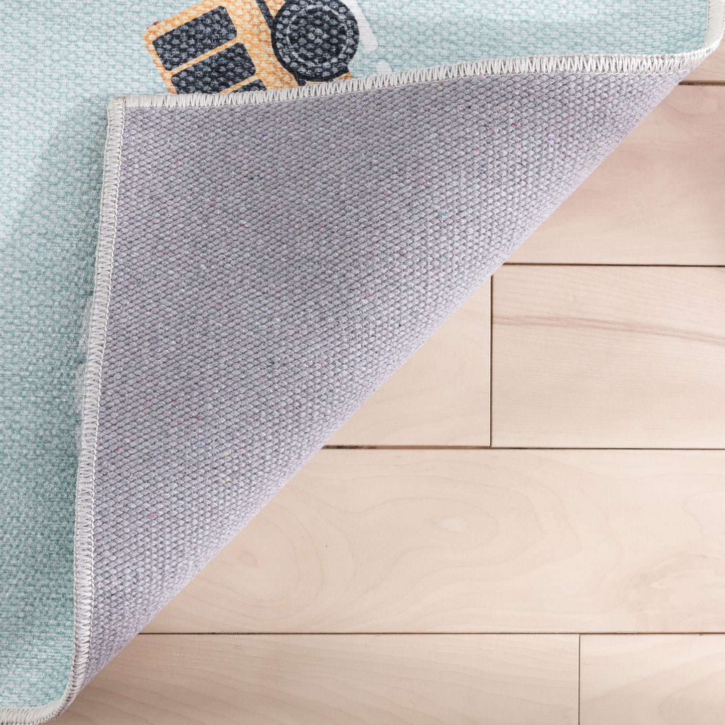 Traffic Modern Green Flat-Weave Washable Kids Rug W-KD-01B