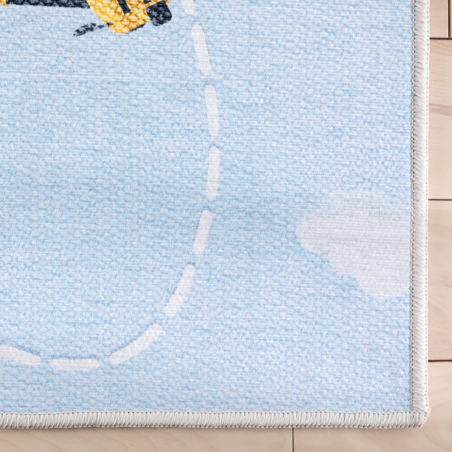 Traffic Modern Light Blue Flat-Weave Washable Kids Rug W-KD-01C