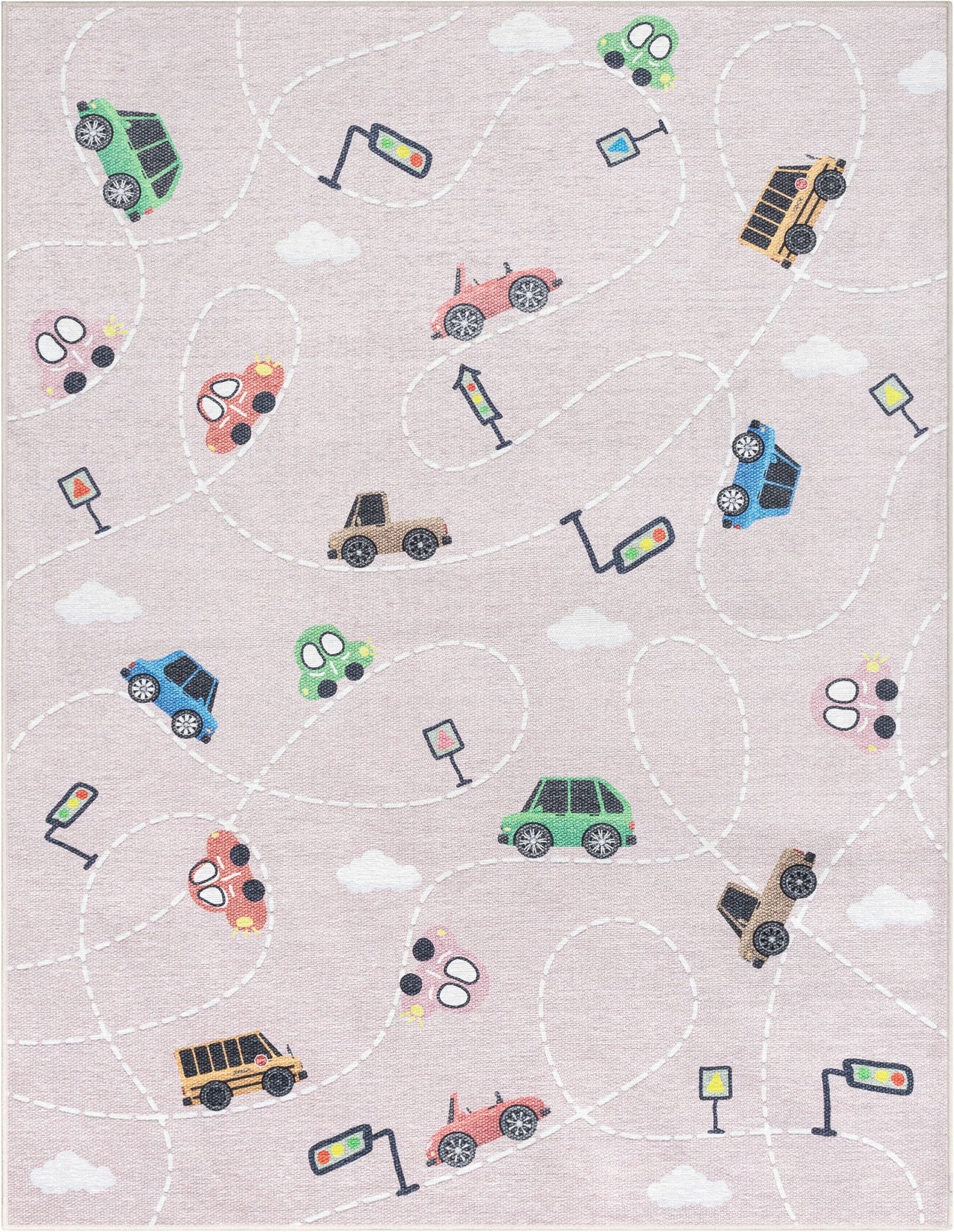 Traffic Modern Pink Flat-Weave Washable Kids Rug W-KD-01D