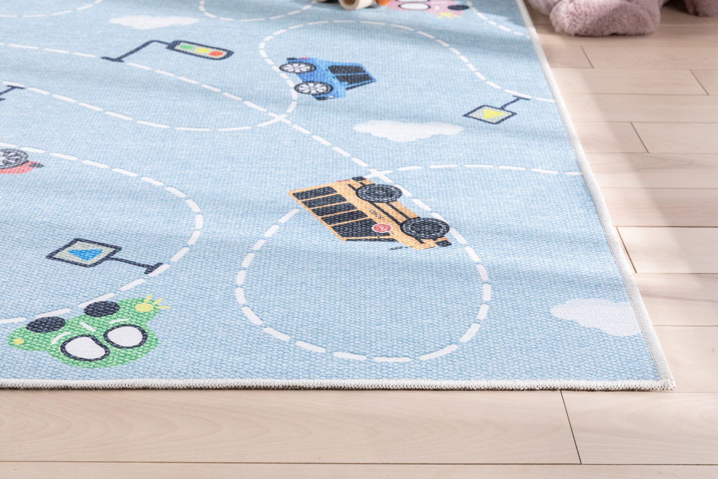 Traffic Modern Blue Flat-Weave Washable Kids Rug W-KD-01F