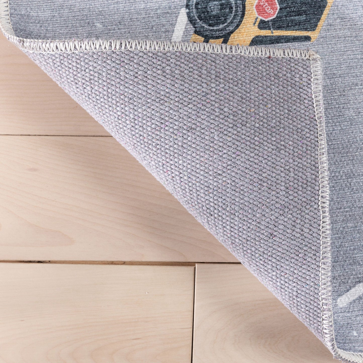 Traffic Modern Grey Flat-Weave Washable Kids Rug W-KD-01G
