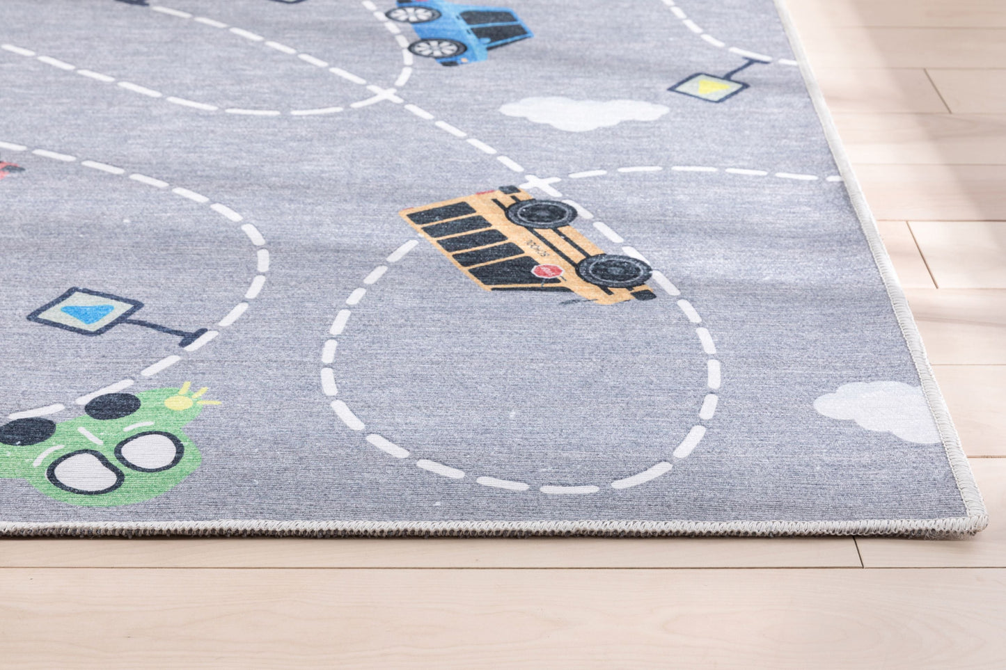 Traffic Modern Grey Flat-Weave Washable Kids Rug W-KD-01G