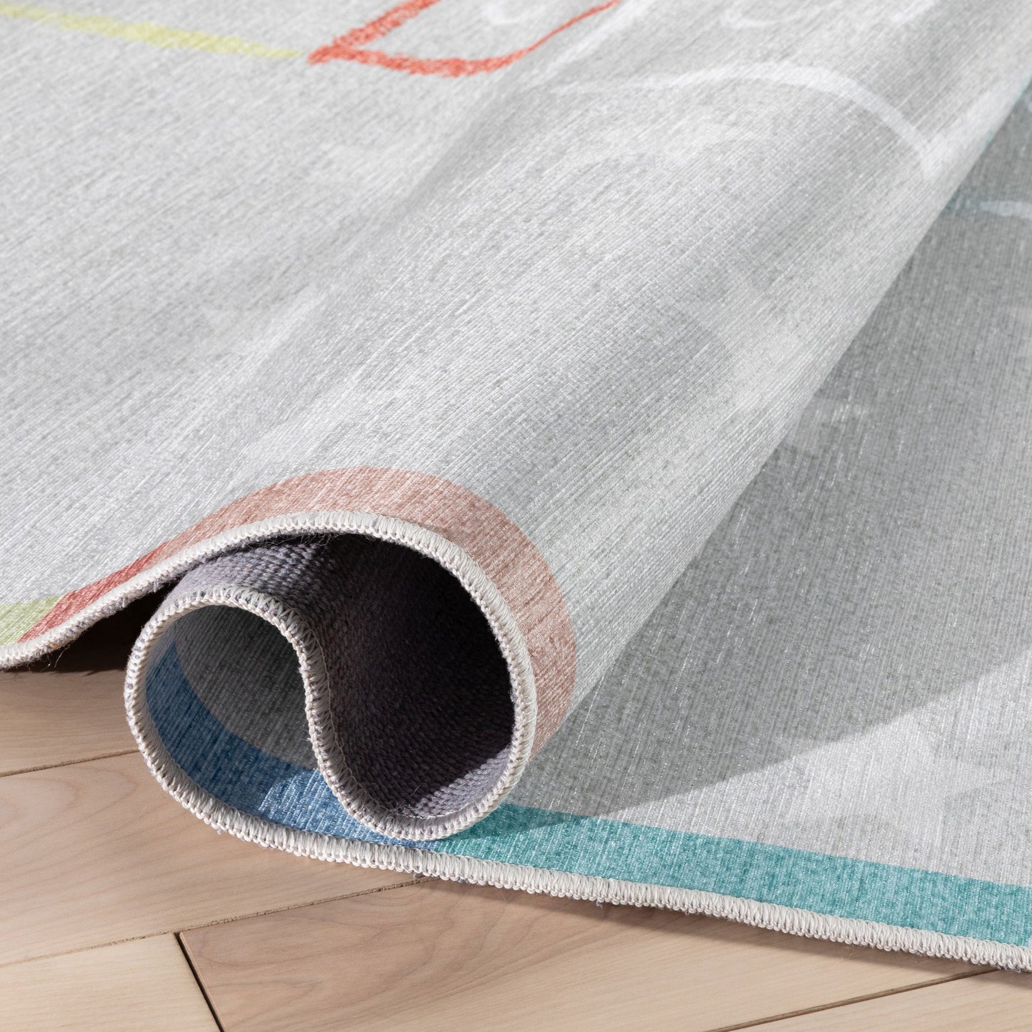 Hopscotch Modern Multi Flat-Weave Washable Kids Rug W-KD-02A