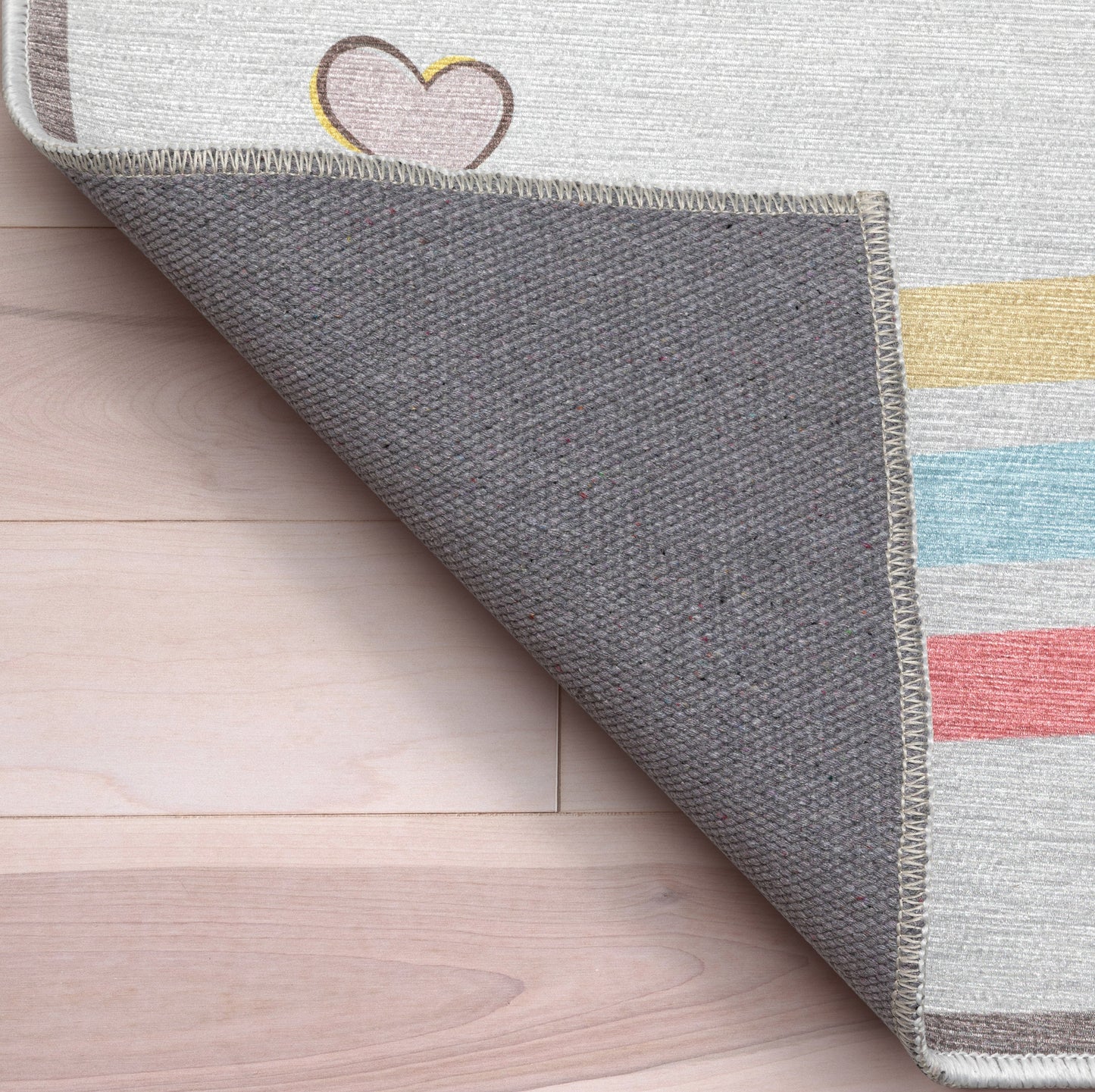 Hopscotch Modern Grey Multi Flat-Weave Washable Kids Rug W-KD-02B