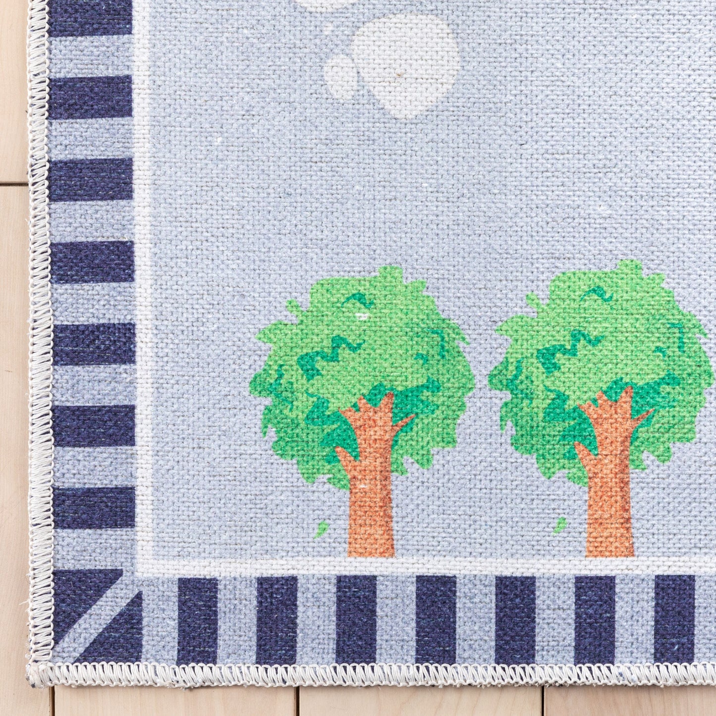 Construction Modern Grey Multi Flat-Weave Washable Kids Rug W-KD-06A
