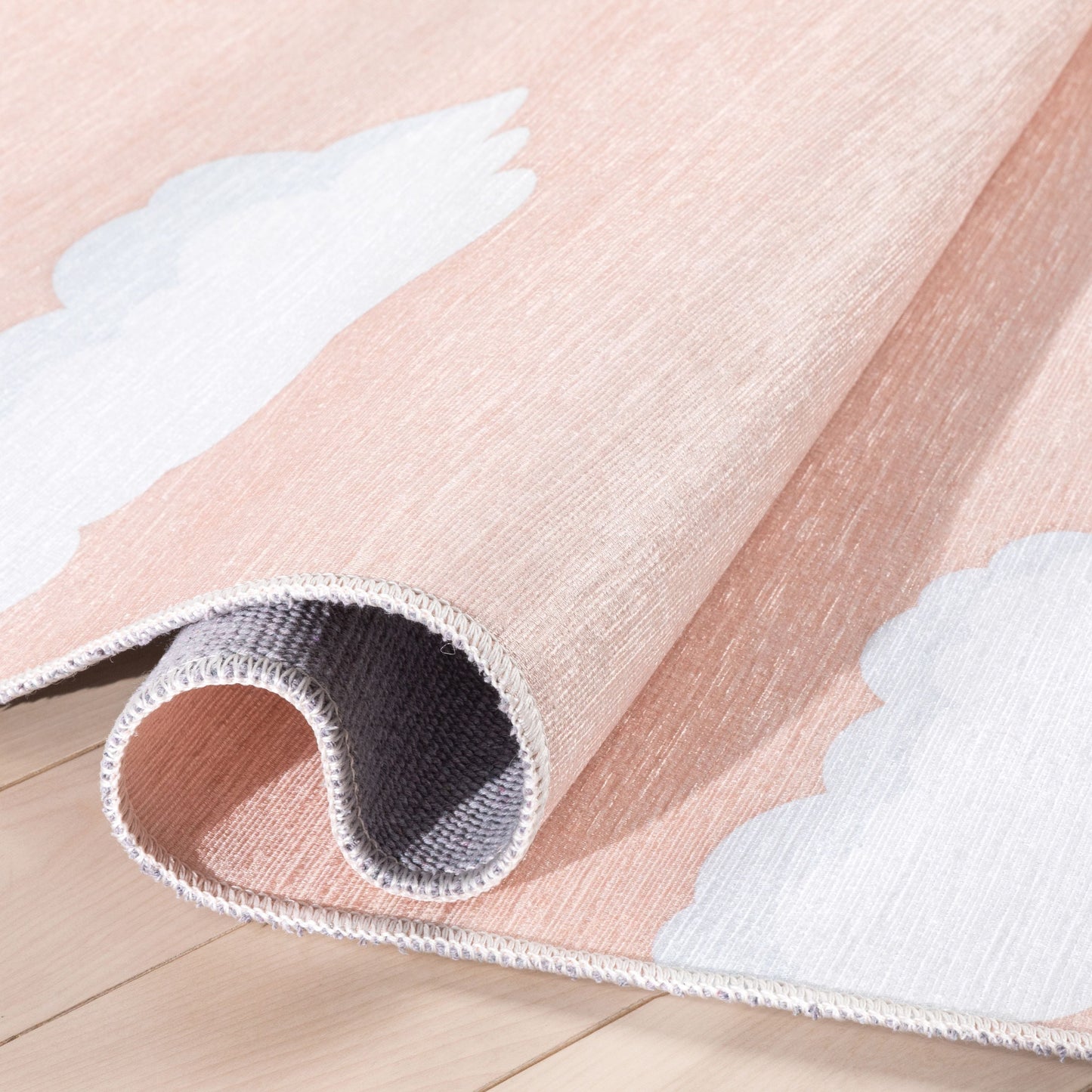 Cloud 9 Modern Coral Flat-Weave Washable Kids Rug W-KD-07A