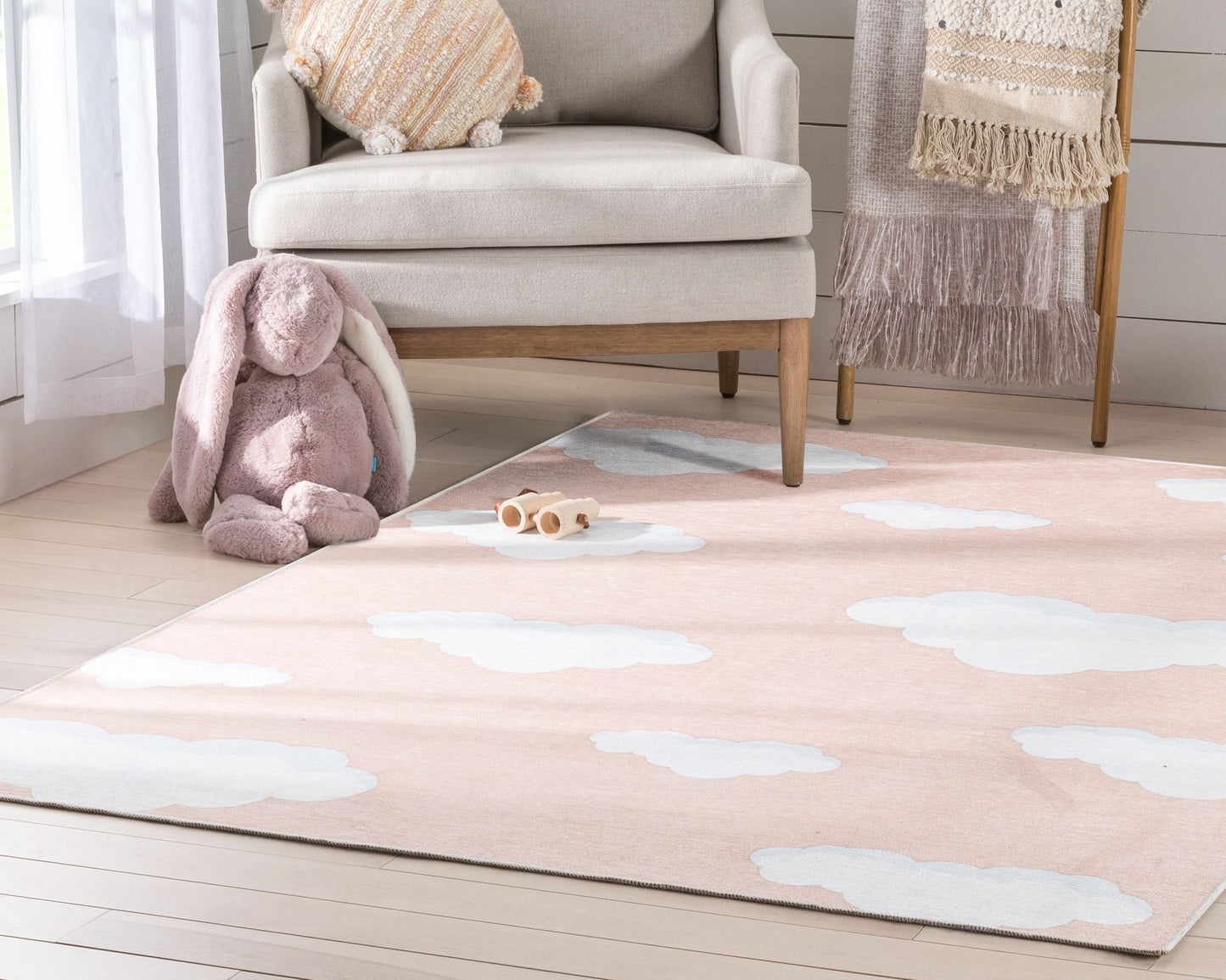 Cloud 9 Modern Coral Flat-Weave Washable Kids Rug W-KD-07A