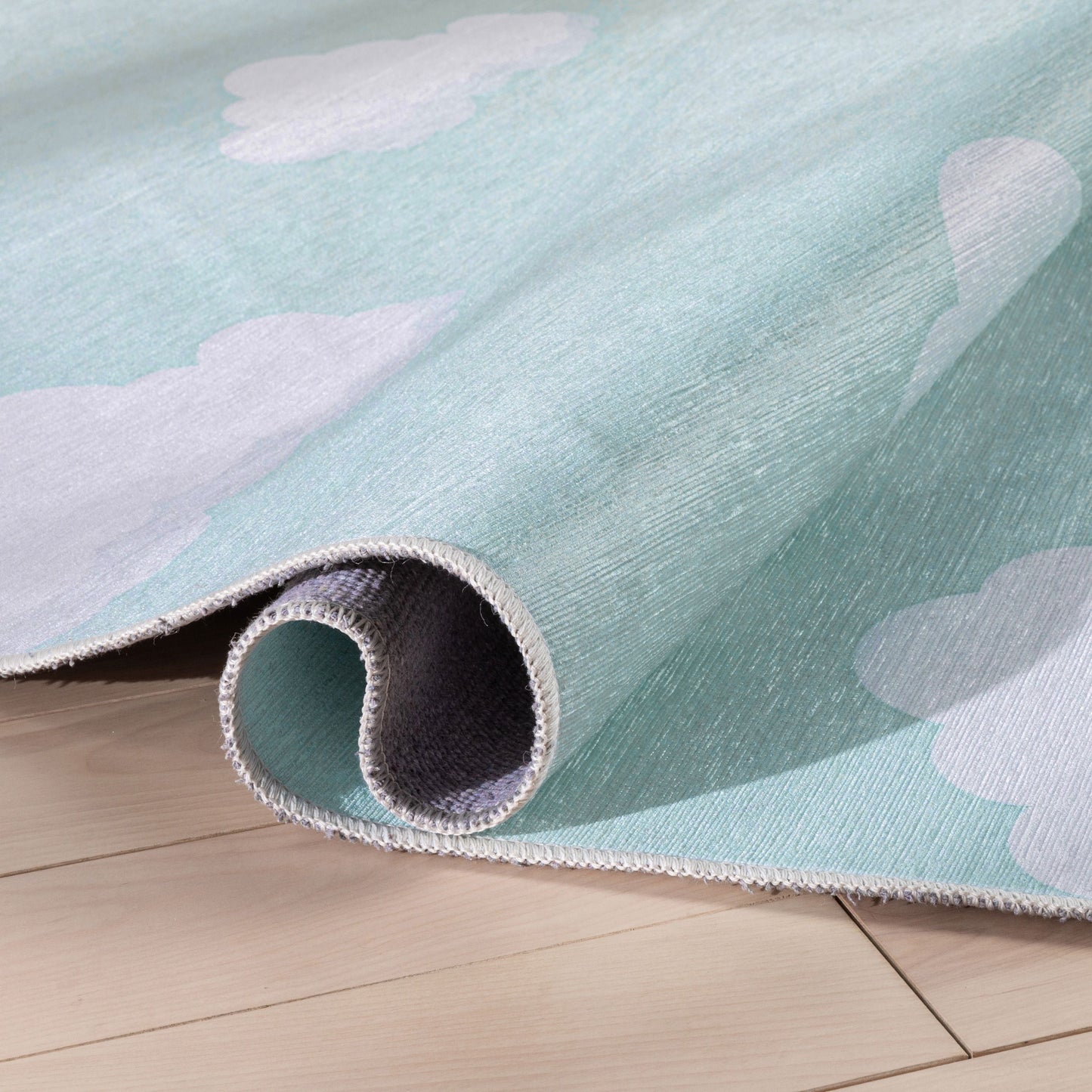 Cloud 9 Modern Mint Flat-Weave Washable Kids Rug W-KD-07C