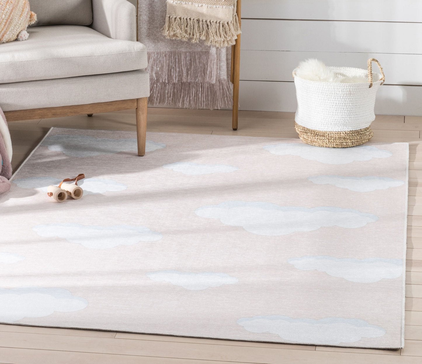 Cloud 9 Modern Peach Flat-Weave Washable Kids Rug W-KD-07D