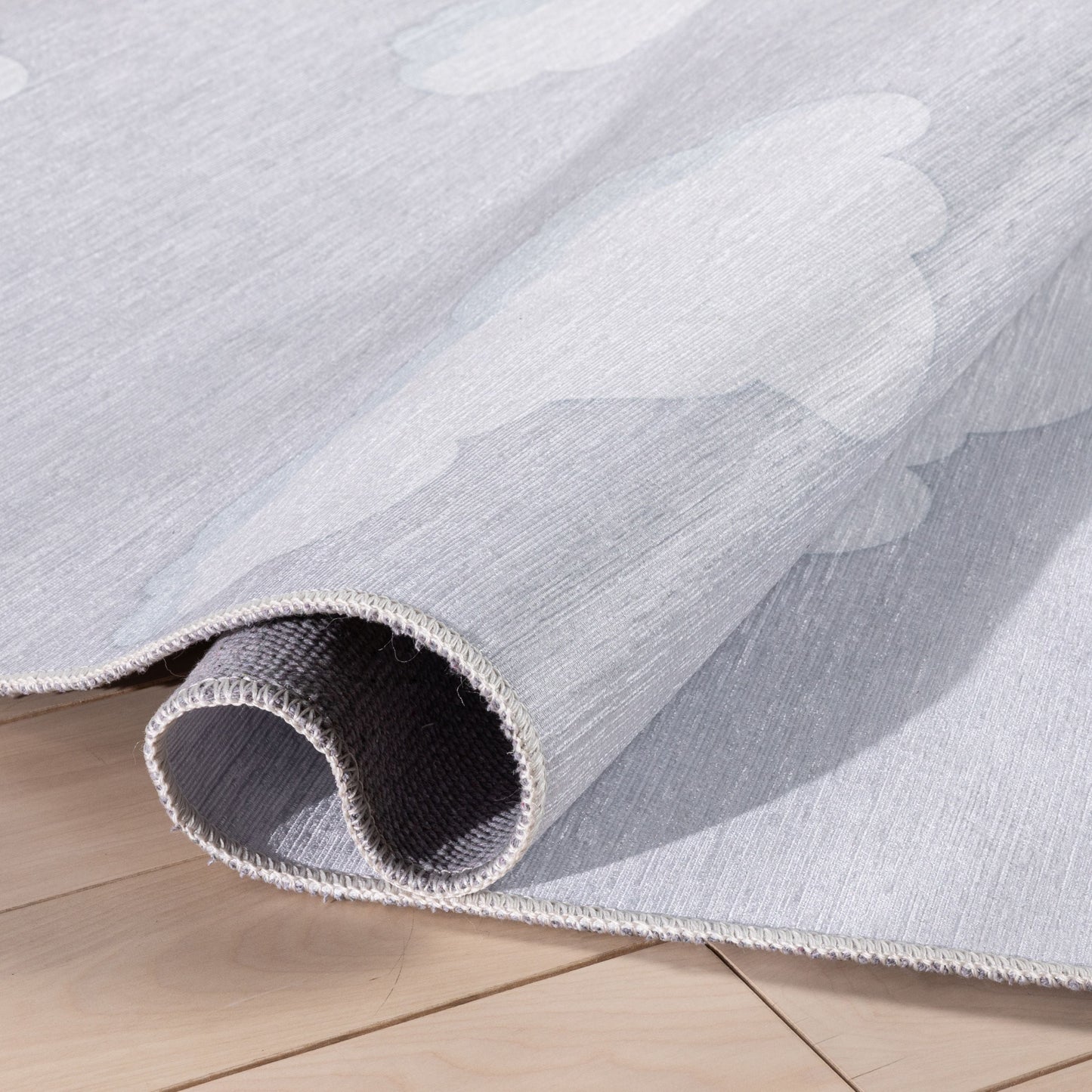 Cloud 9 Modern Grey Flat-Weave Washable Kids Rug W-KD-07G